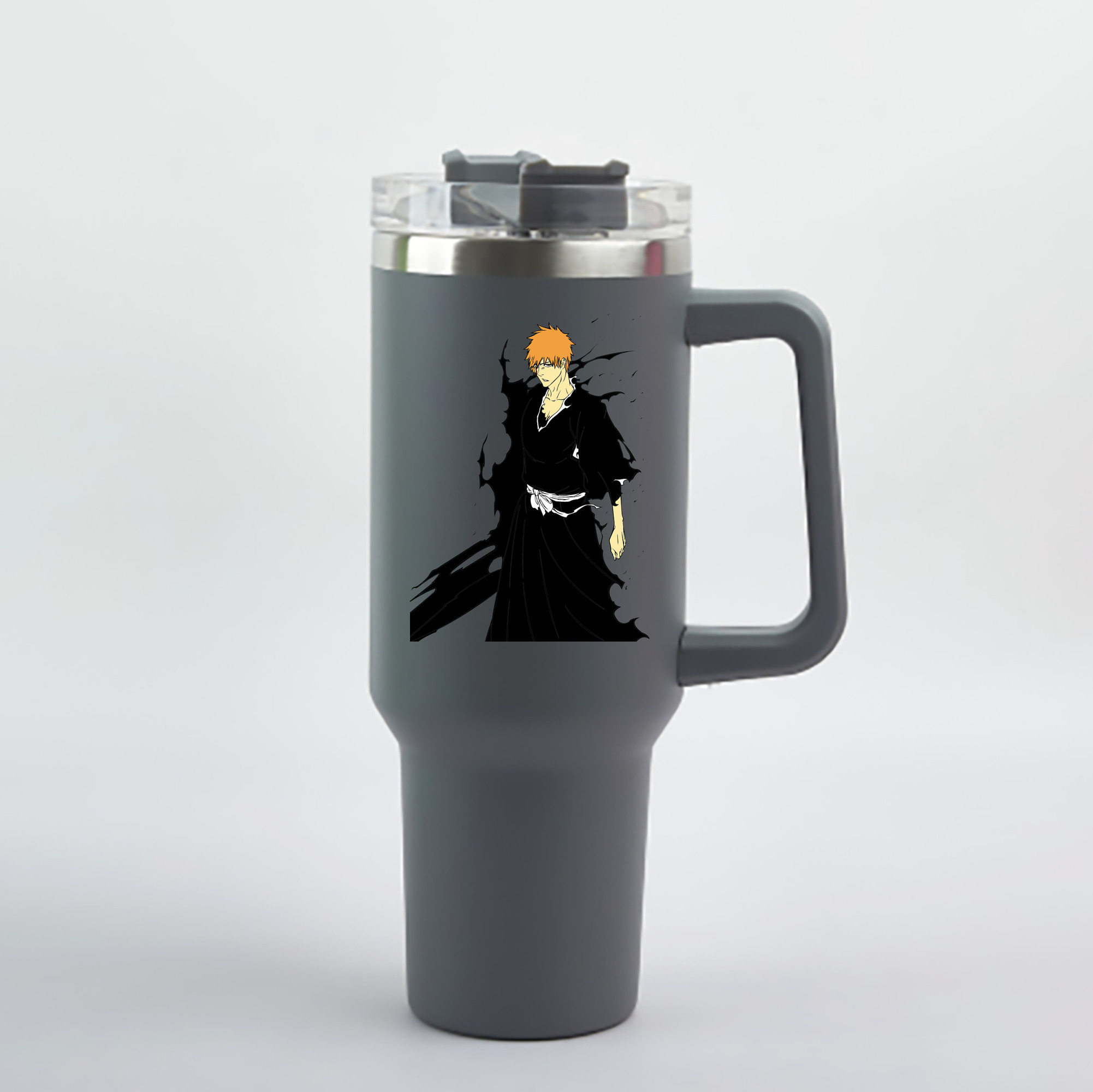 （画像用） ブリーチ 黒崎一護（くろさき いちご）BLEACH Kurosaki Ichigo 1200mL車用タンブラー - クリスタルステッカー（プラスチックストロー付き）