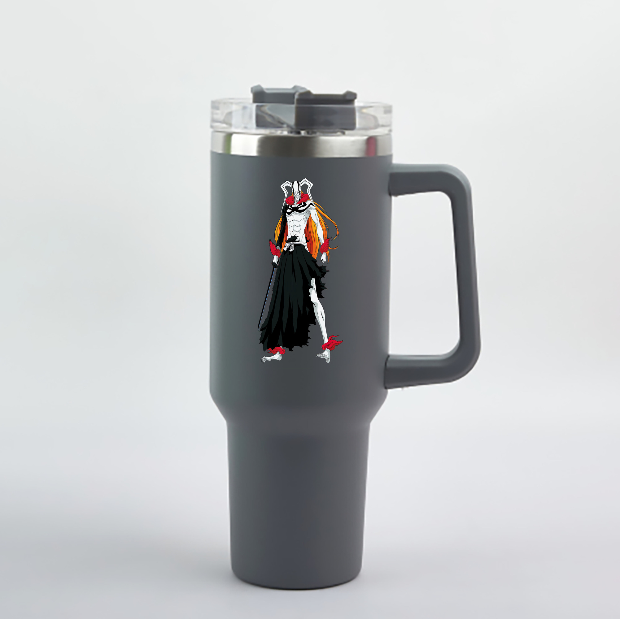 （画像用） ブリーチ 黒崎一護（くろさき いちご）BLEACH Kurosaki Ichigo 1200mL車用タンブラー - クリスタルステッカー（プラスチックストロー付き）