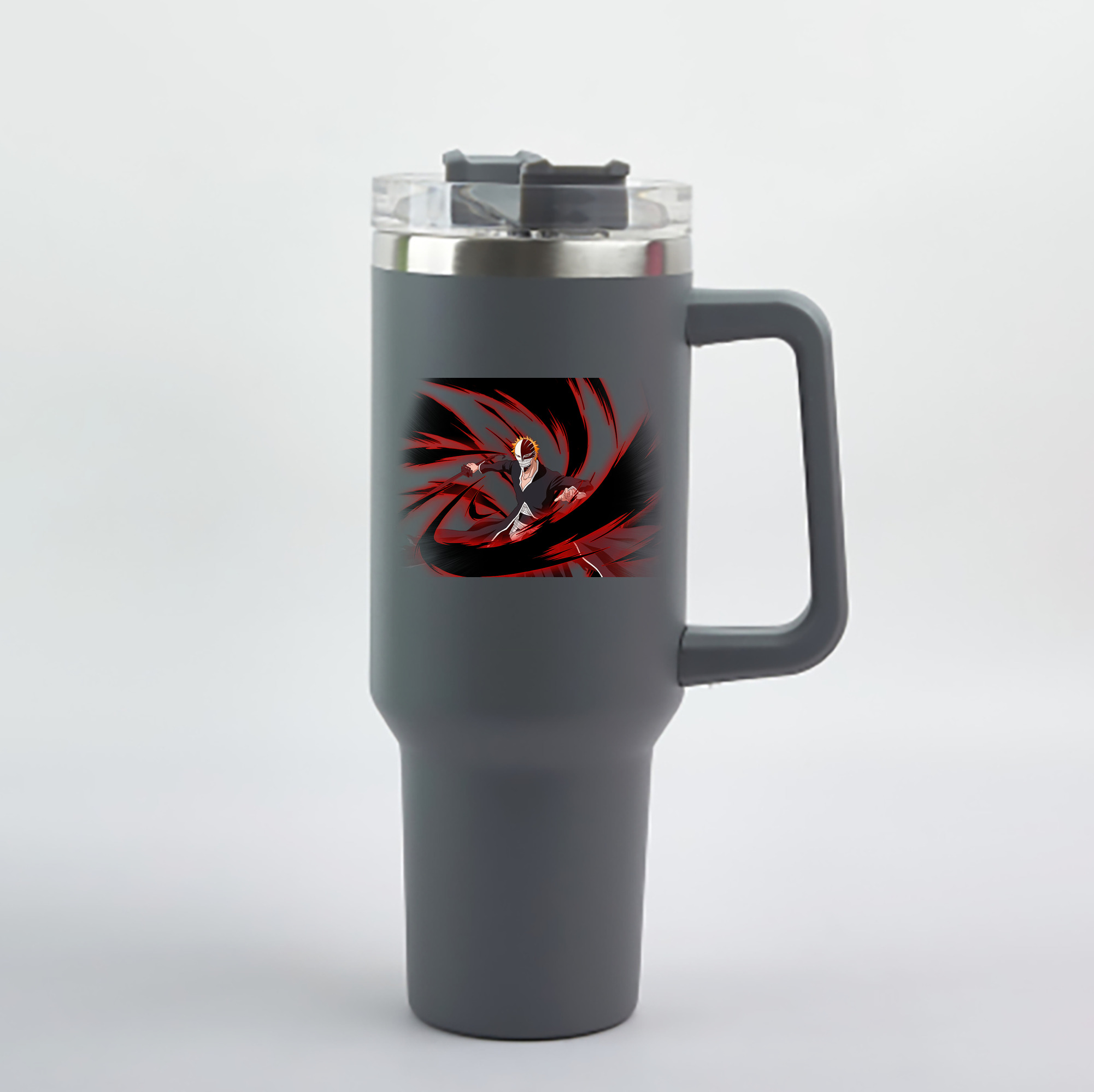 （画像用） ブリーチ 黒崎一護（くろさき いちご）BLEACH Kurosaki Ichigo 1200mL車用タンブラー - クリスタルステッカー（プラスチックストロー付き）