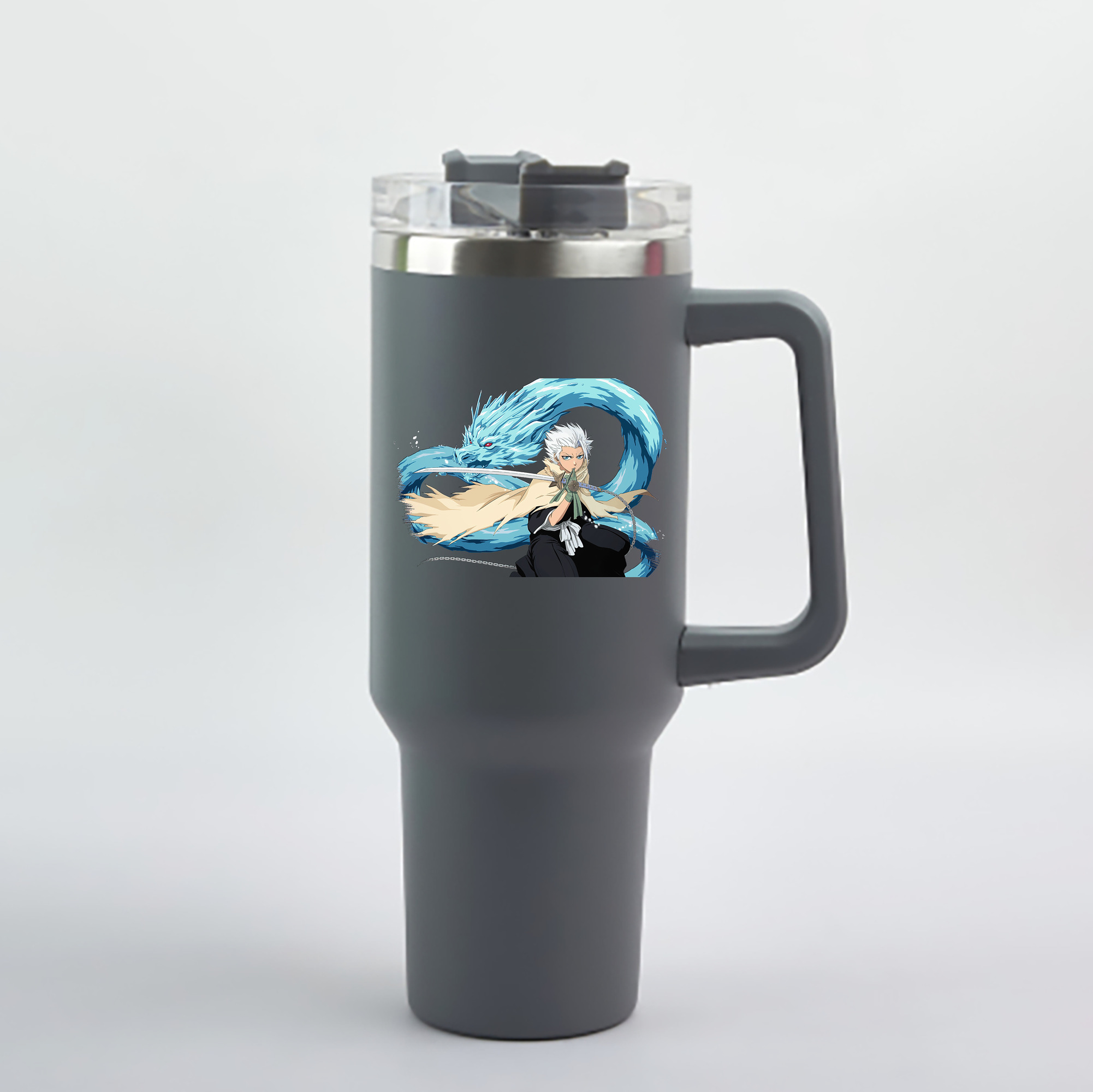 （画像用） ブリーチ 日番谷冬獅郎（ひつがや とうしろう） BLEACH Hitsugaya Toushirou 1200mL車用タンブラー - クリスタルステッカー（プラスチックストロー付き）