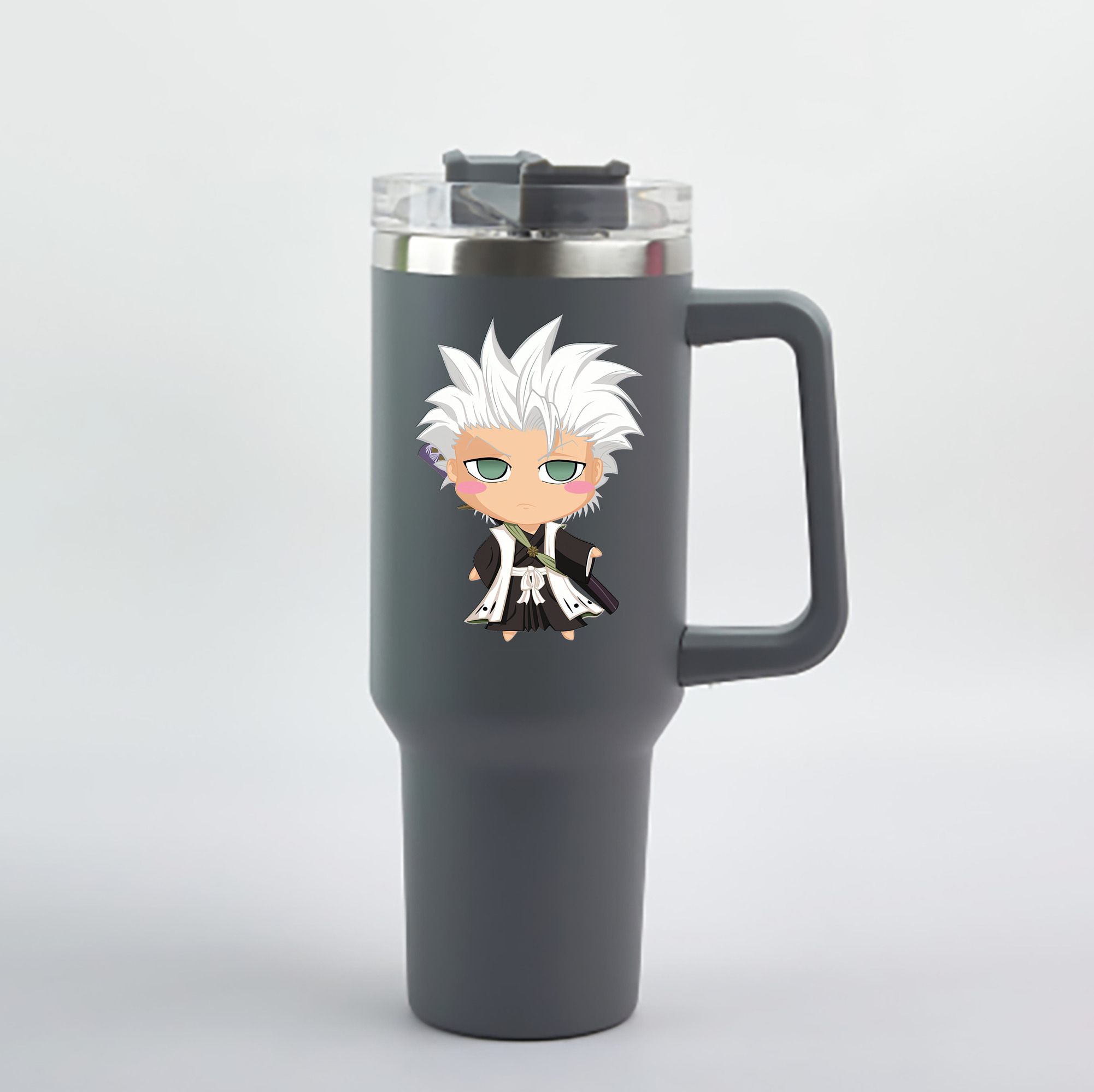 （画像用） ブリーチ 日番谷冬獅郎（ひつがや とうしろう） BLEACH Hitsugaya Toushirou 1200mL車用タンブラー - クリスタルステッカー（プラスチックストロー付き）