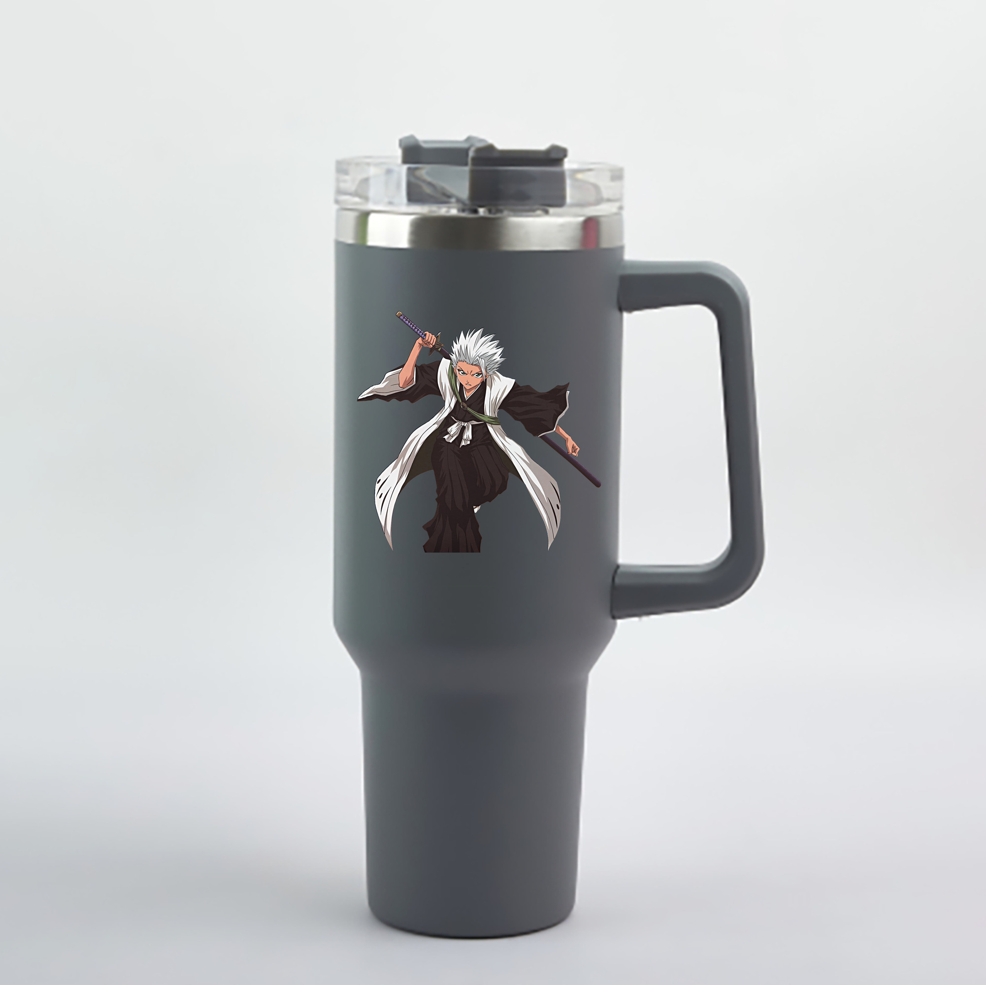 （画像用） ブリーチ 日番谷冬獅郎（ひつがや とうしろう） BLEACH Hitsugaya Toushirou 1200mL車用タンブラー - クリスタルステッカー（プラスチックストロー付き）