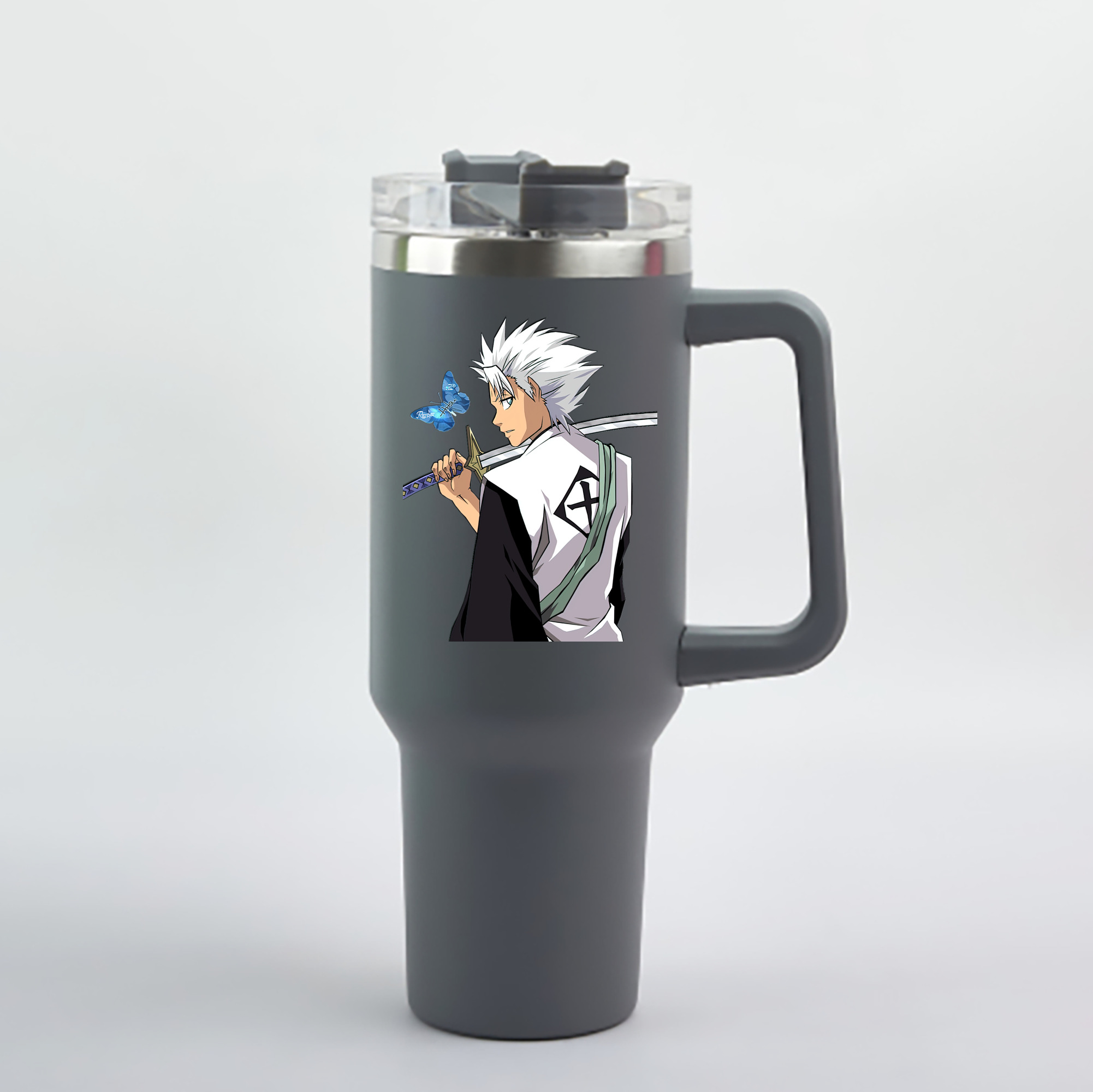（画像用） ブリーチ 日番谷冬獅郎（ひつがや とうしろう） BLEACH Hitsugaya Toushirou 1200mL車用タンブラー - クリスタルステッカー（プラスチックストロー付き）