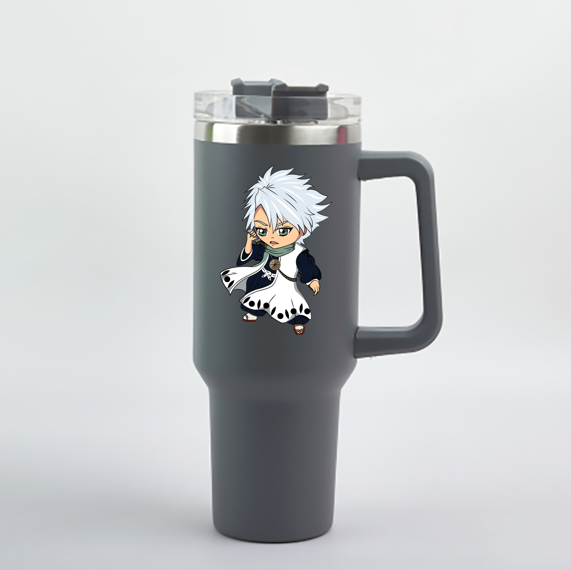 （画像用） ブリーチ 日番谷冬獅郎（ひつがや とうしろう） BLEACH Hitsugaya Toushirou 1200mL車用タンブラー - クリスタルステッカー（プラスチックストロー付き）