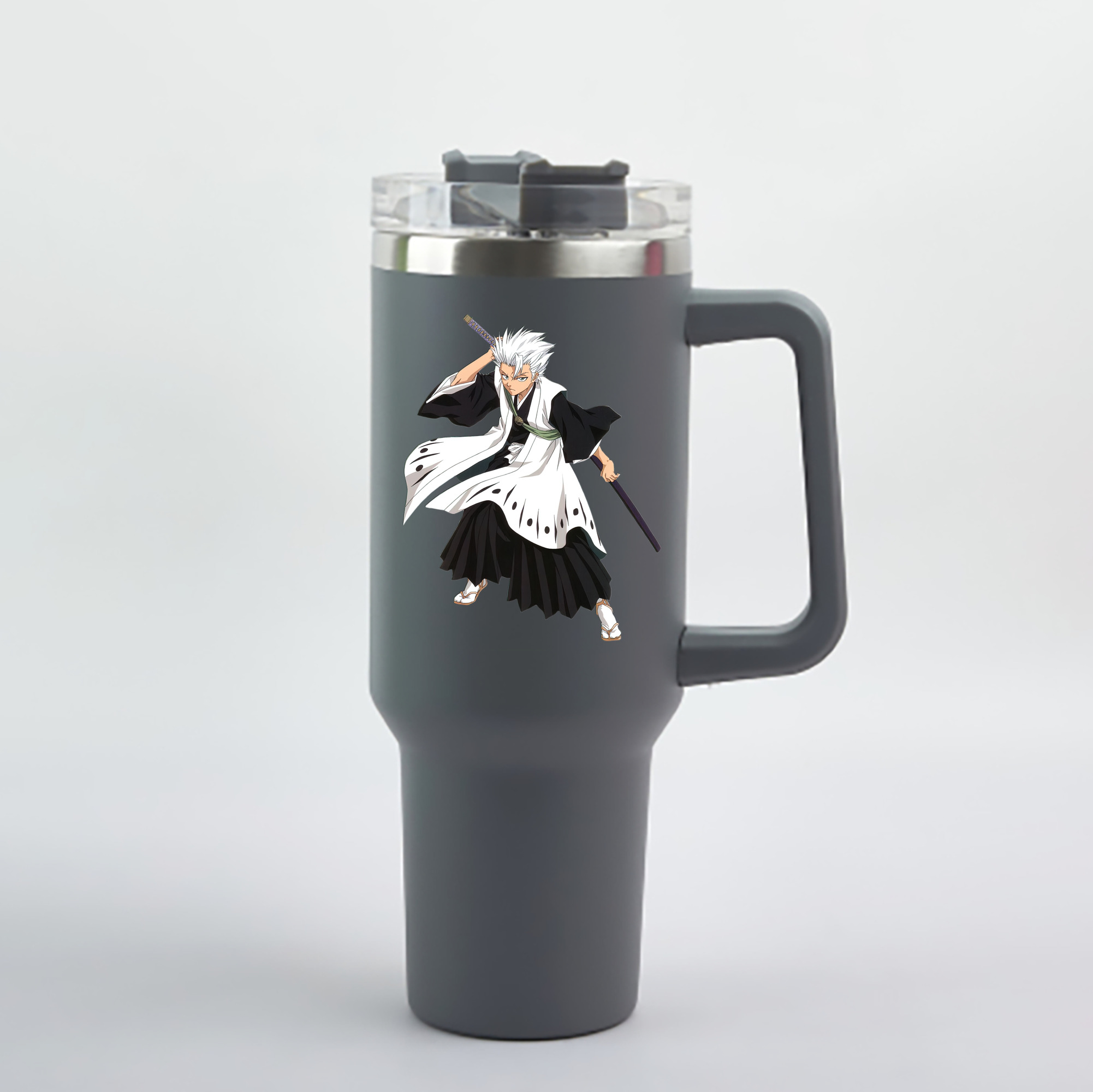 （画像用） ブリーチ 日番谷冬獅郎（ひつがや とうしろう） BLEACH Hitsugaya Toushirou 1200mL車用タンブラー - クリスタルステッカー（プラスチックストロー付き）