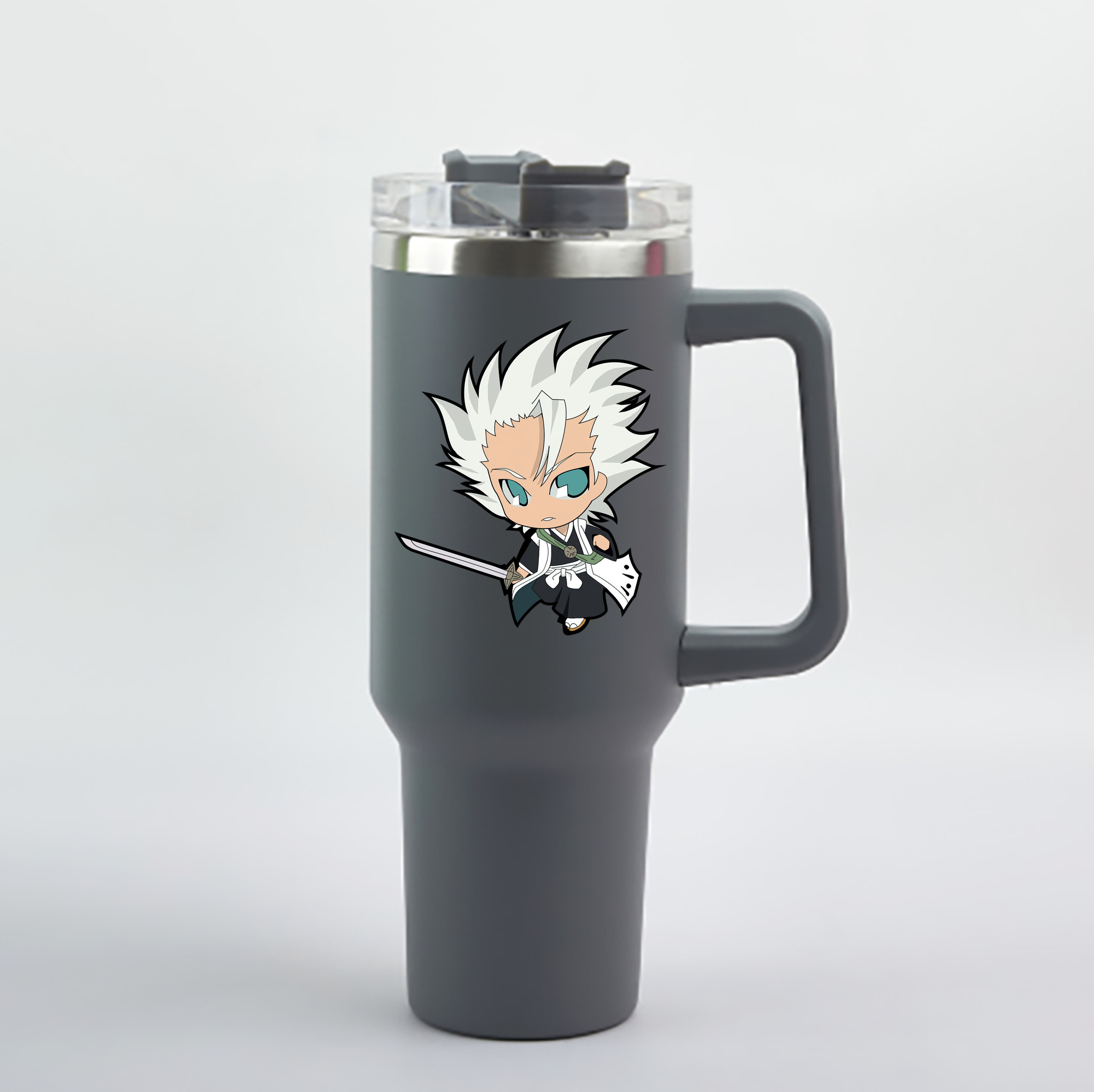（画像用） ブリーチ 日番谷冬獅郎（ひつがや とうしろう） BLEACH Hitsugaya Toushirou 1200mL車用タンブラー - クリスタルステッカー（プラスチックストロー付き）