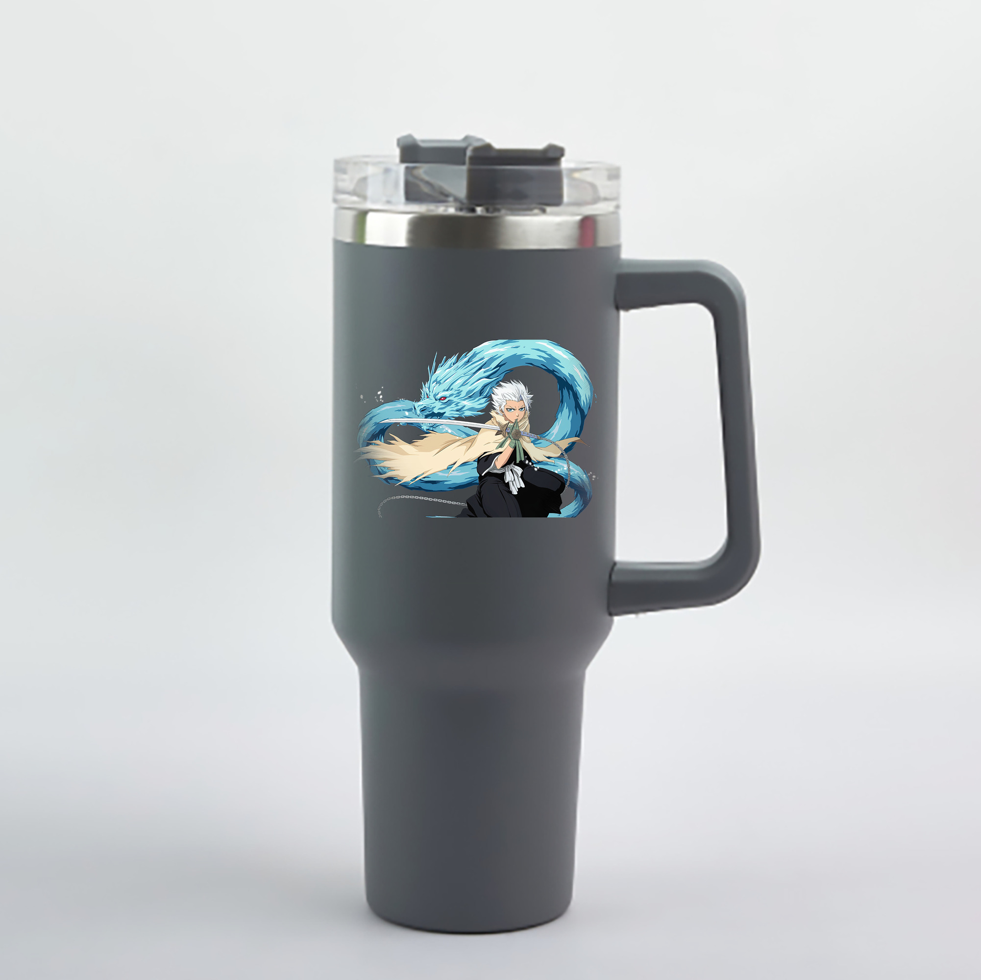 （画像用） ブリーチ 日番谷冬獅郎（ひつがや とうしろう） BLEACH Hitsugaya Toushirou 1200mL車用タンブラー - クリスタルステッカー（プラスチックストロー付き）
