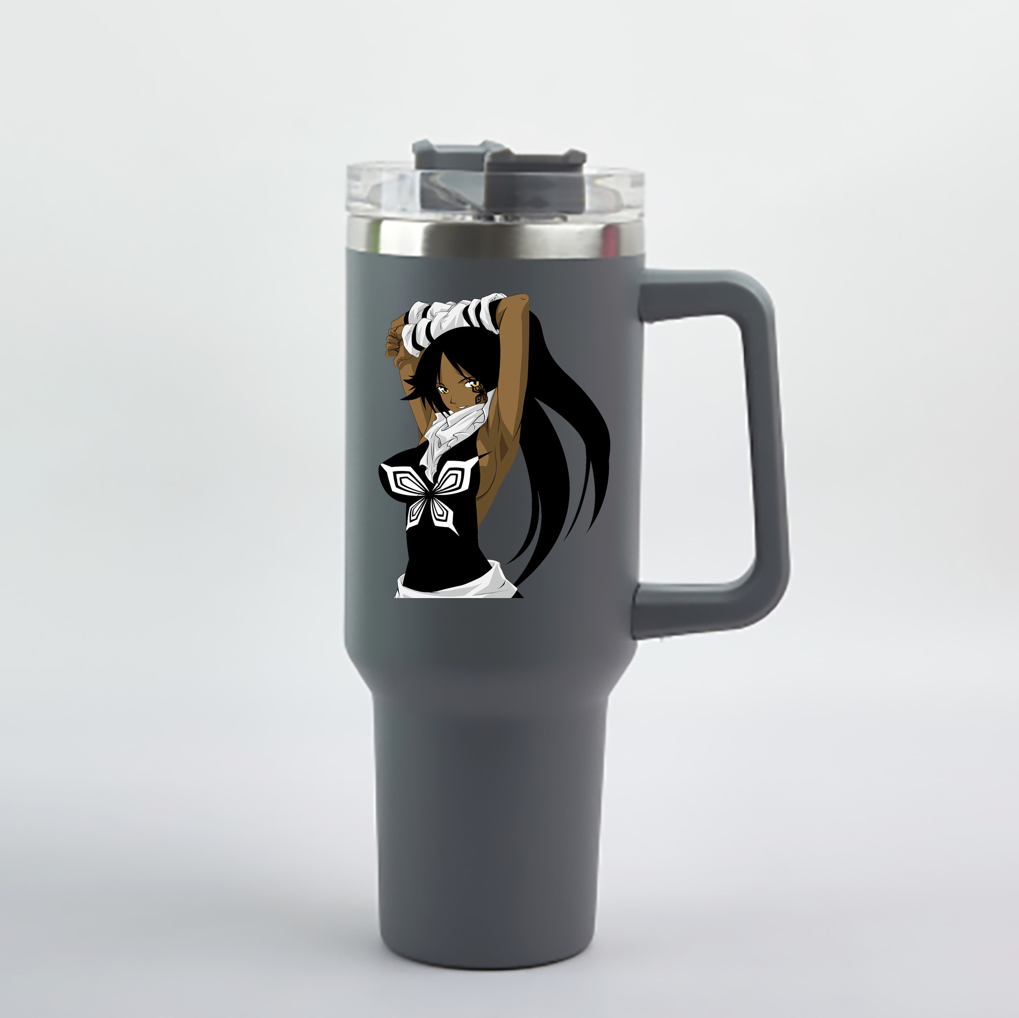 （画像用） ブリーチ 四楓院 夜一（しほういん よるいち） BLEACH Shihouin Yoruichi 1200mL車用タンブラー - クリスタルステッカー（プラスチックストロー付き）