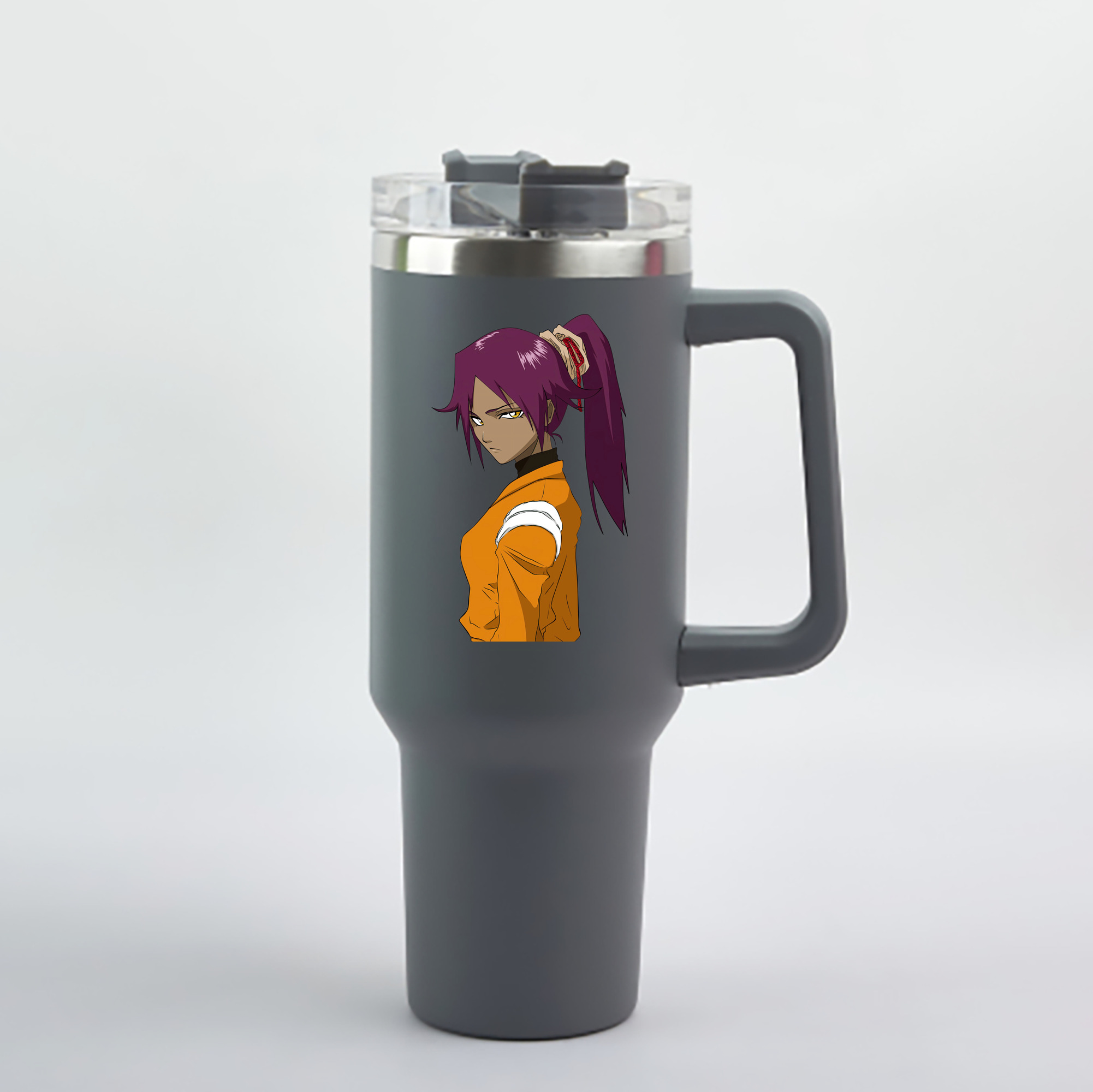 （画像用） ブリーチ 四楓院 夜一（しほういん よるいち） BLEACH Shihouin Yoruichi 1200mL車用タンブラー - クリスタルステッカー（プラスチックストロー付き）