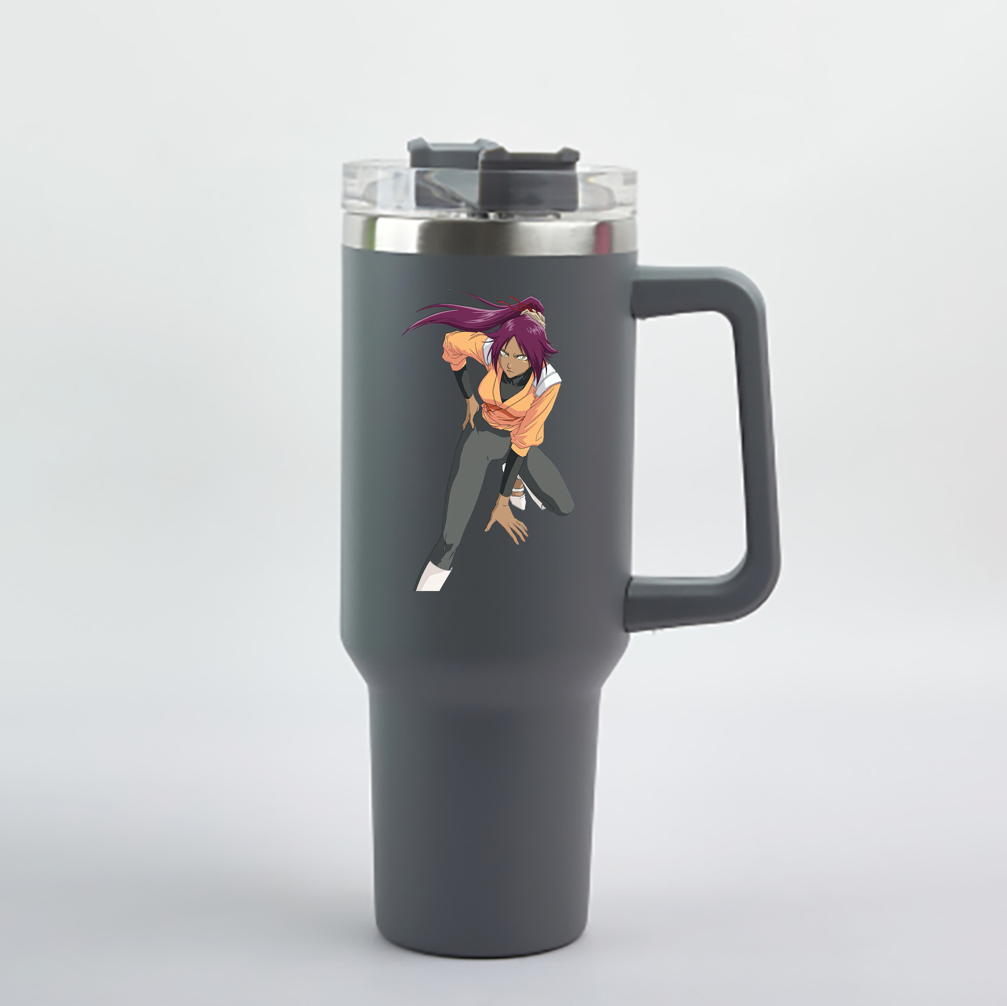（画像用） ブリーチ 四楓院 夜一（しほういん よるいち） BLEACH Shihouin Yoruichi 1200mL車用タンブラー - クリスタルステッカー（プラスチックストロー付き）