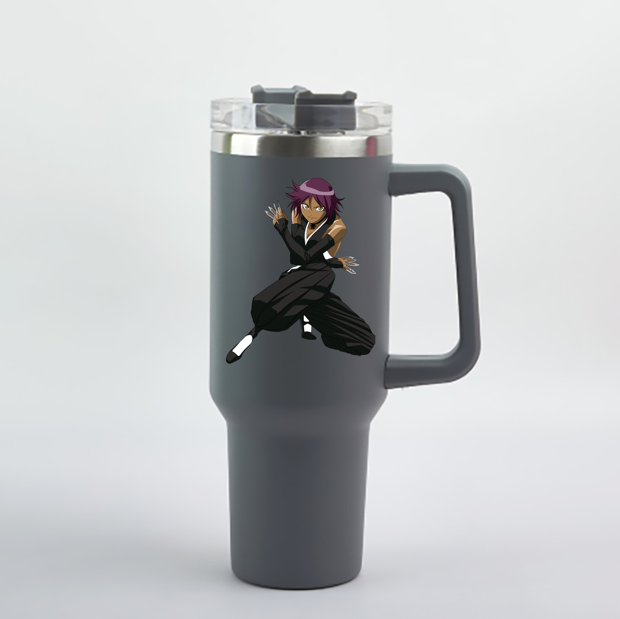 （画像用） ブリーチ 四楓院 夜一（しほういん よるいち） BLEACH Shihouin Yoruichi 1200mL車用タンブラー - クリスタルステッカー（プラスチックストロー付き）