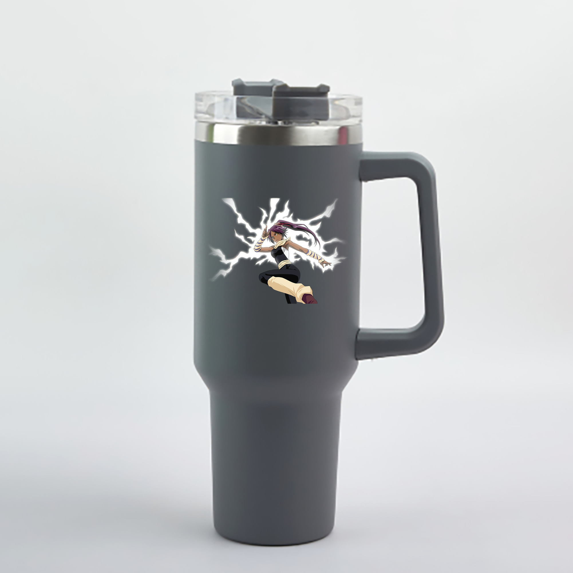 （画像用） ブリーチ 四楓院 夜一（しほういん よるいち） BLEACH Shihouin Yoruichi 1200mL車用タンブラー - クリスタルステッカー（プラスチックストロー付き）