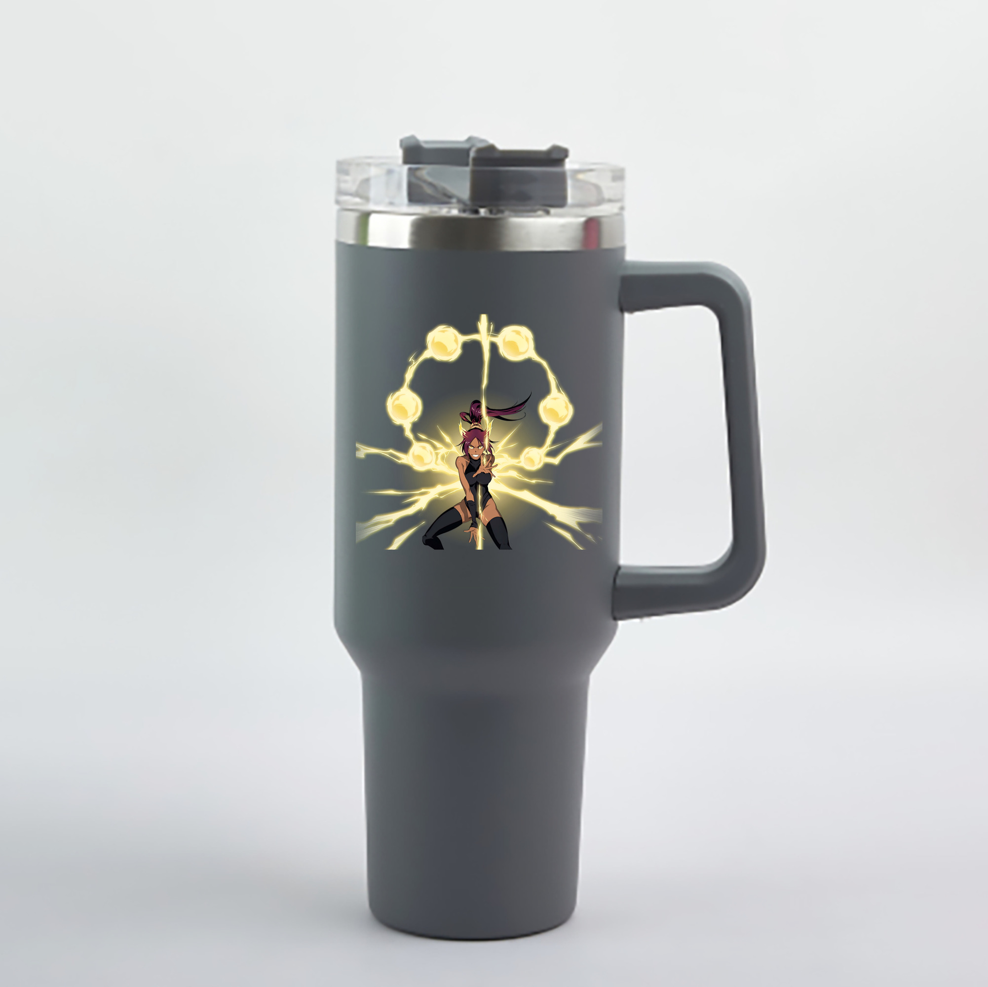 （画像用） ブリーチ 四楓院 夜一（しほういん よるいち） BLEACH Shihouin Yoruichi 1200mL車用タンブラー - クリスタルステッカー（プラスチックストロー付き）
