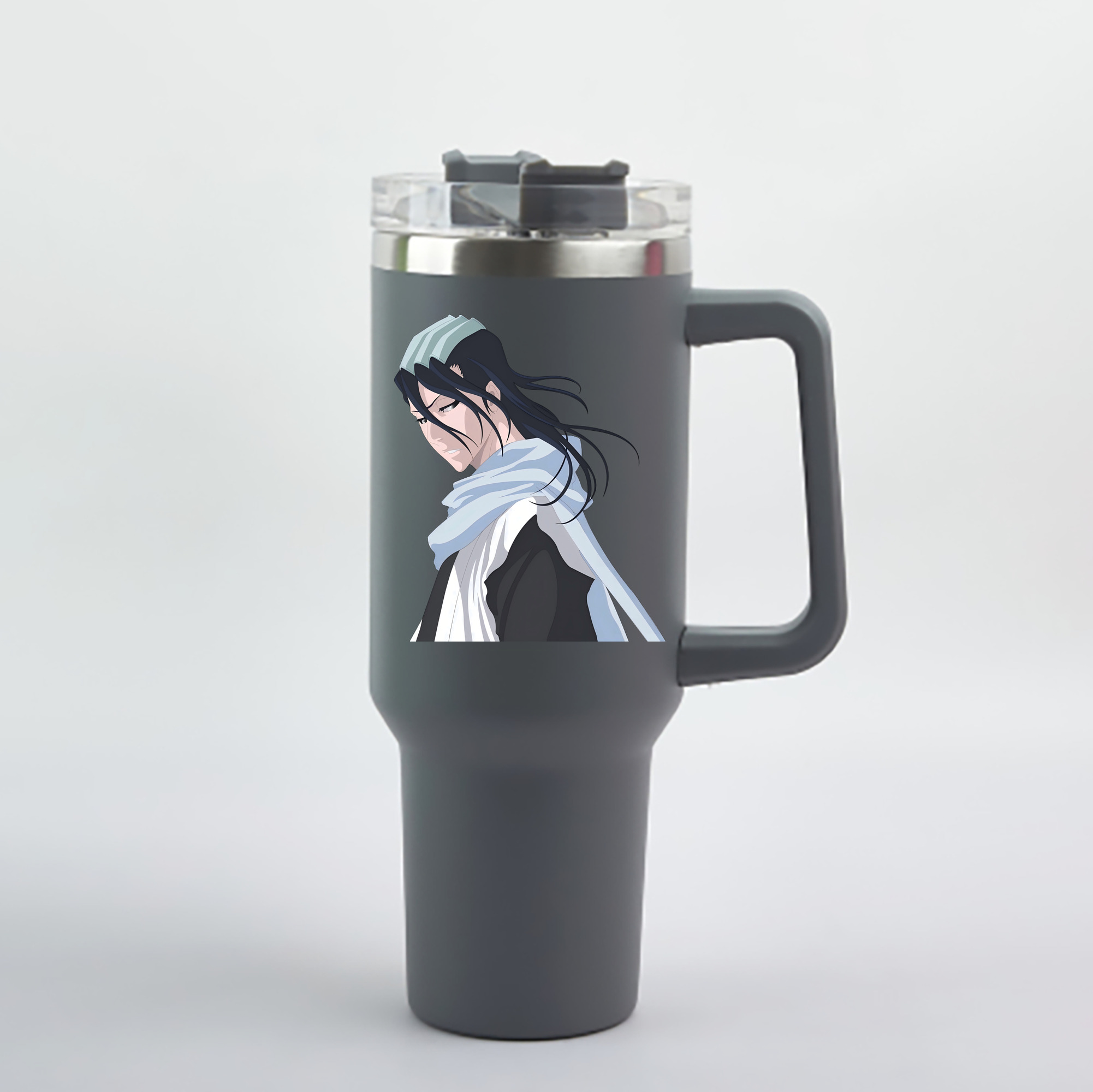 （画像用） ブリーチ くちき びゃくや BLEACH Kuchiki Byakuya 1200mL車用タンブラー - クリスタルステッカー（プラスチックストロー付き）