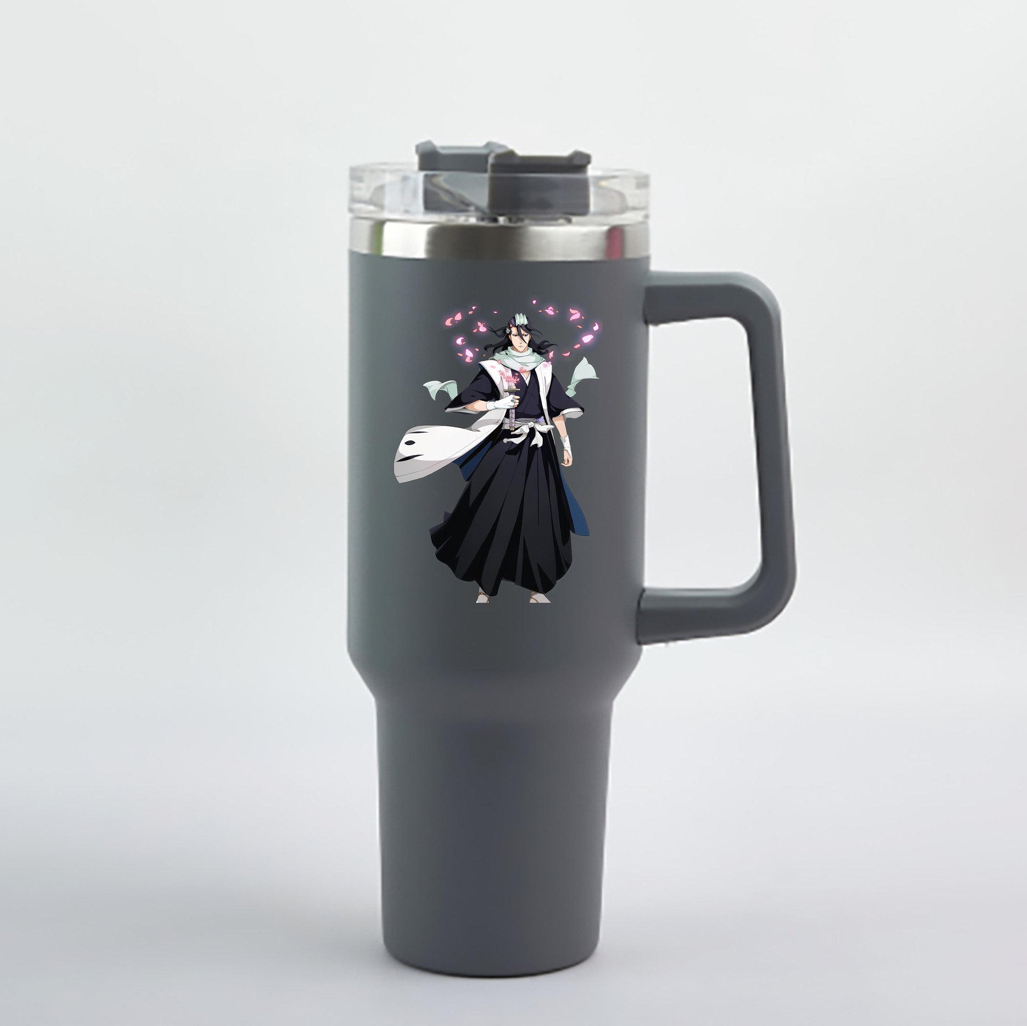 （画像用） ブリーチ くちき びゃくや BLEACH Kuchiki Byakuya 1200mL車用タンブラー - クリスタルステッカー（プラスチックストロー付き）