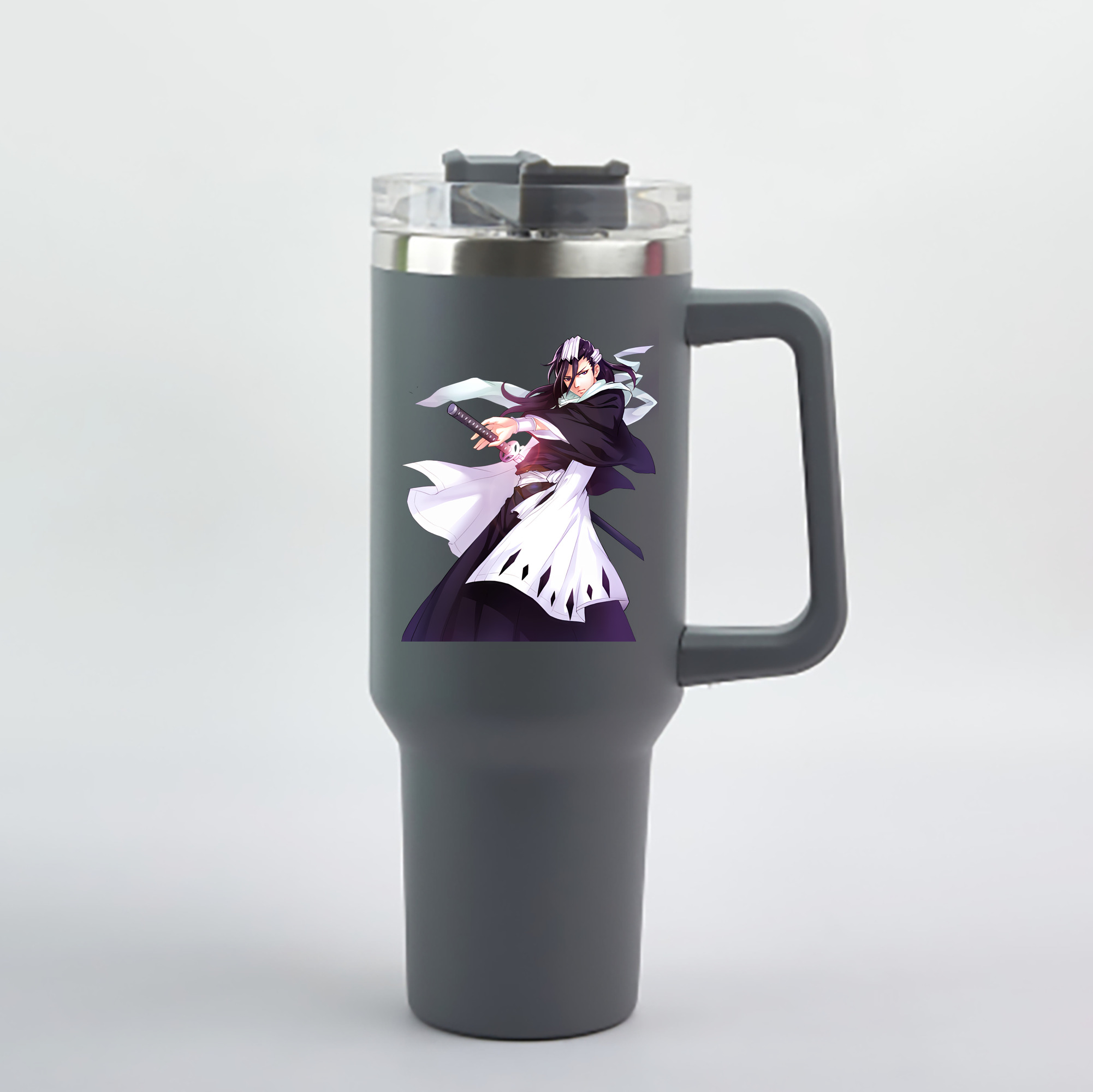 （画像用） ブリーチ くちき びゃくや BLEACH Kuchiki Byakuya 1200mL車用タンブラー - クリスタルステッカー（プラスチックストロー付き）