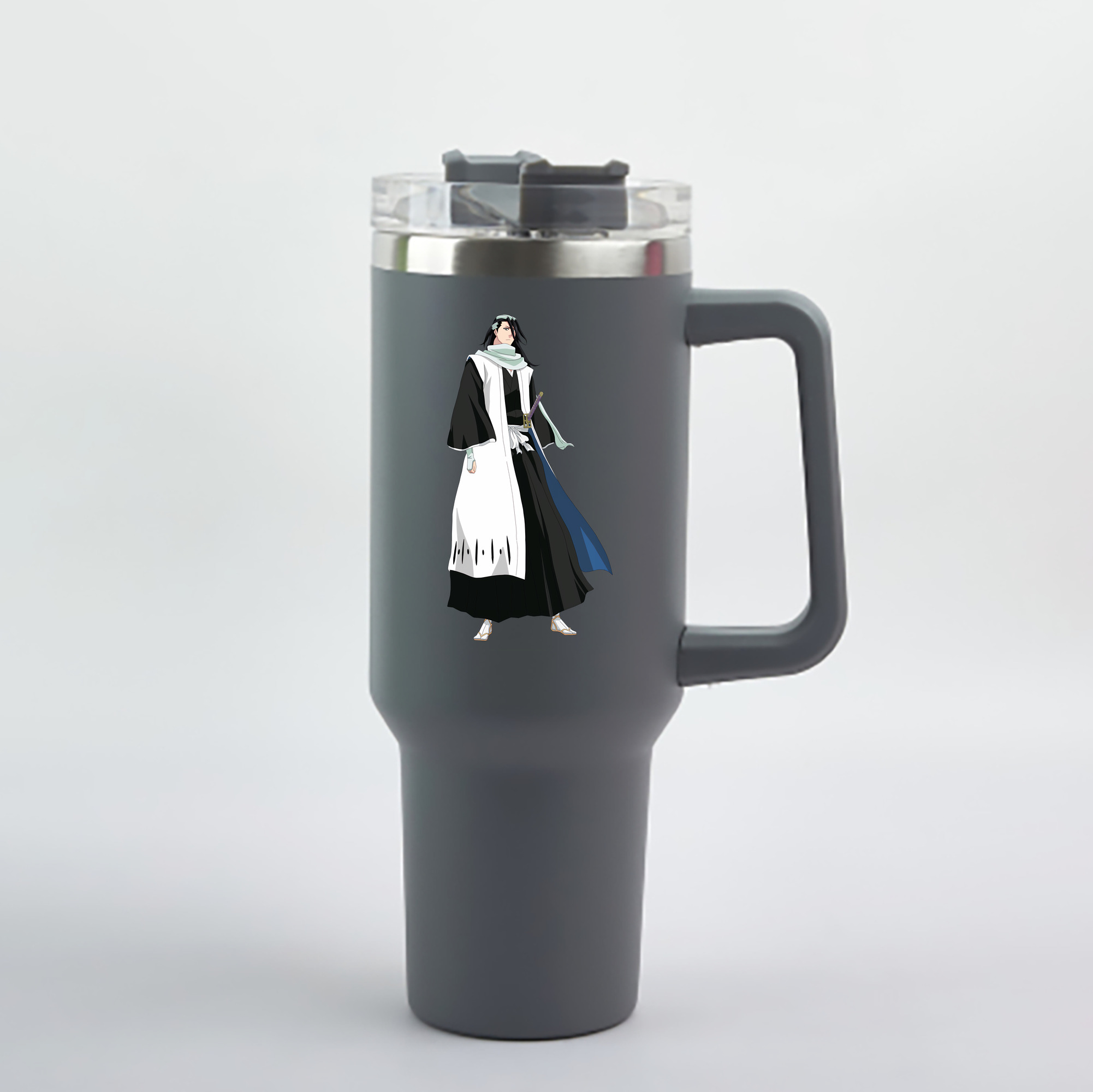 （画像用） ブリーチ くちき びゃくや BLEACH Kuchiki Byakuya 1200mL車用タンブラー - クリスタルステッカー（プラスチックストロー付き）
