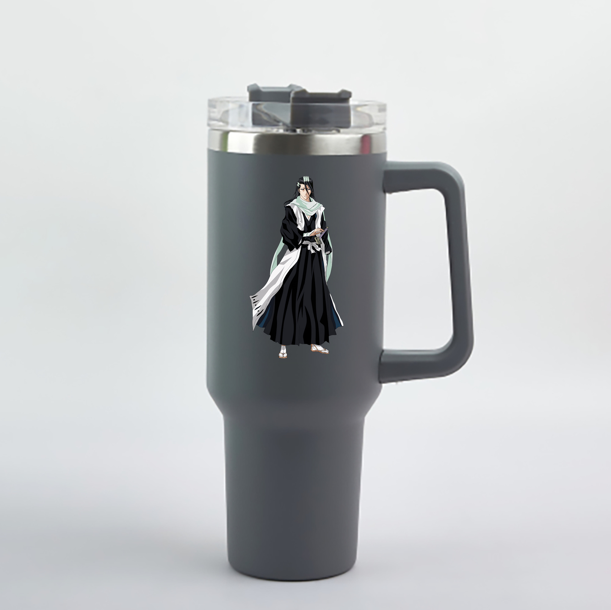 （画像用） ブリーチ くちき びゃくや BLEACH Kuchiki Byakuya 1200mL車用タンブラー - クリスタルステッカー（プラスチックストロー付き）