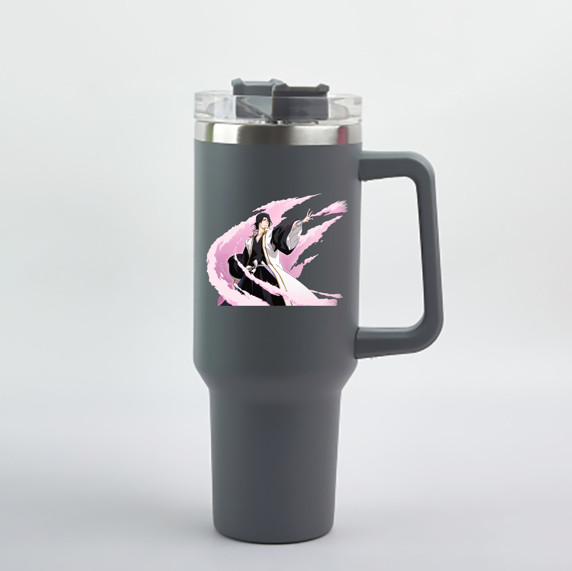 （画像用） ブリーチ くちき びゃくや BLEACH Kuchiki Byakuya 1200mL車用タンブラー - クリスタルステッカー（プラスチックストロー付き）