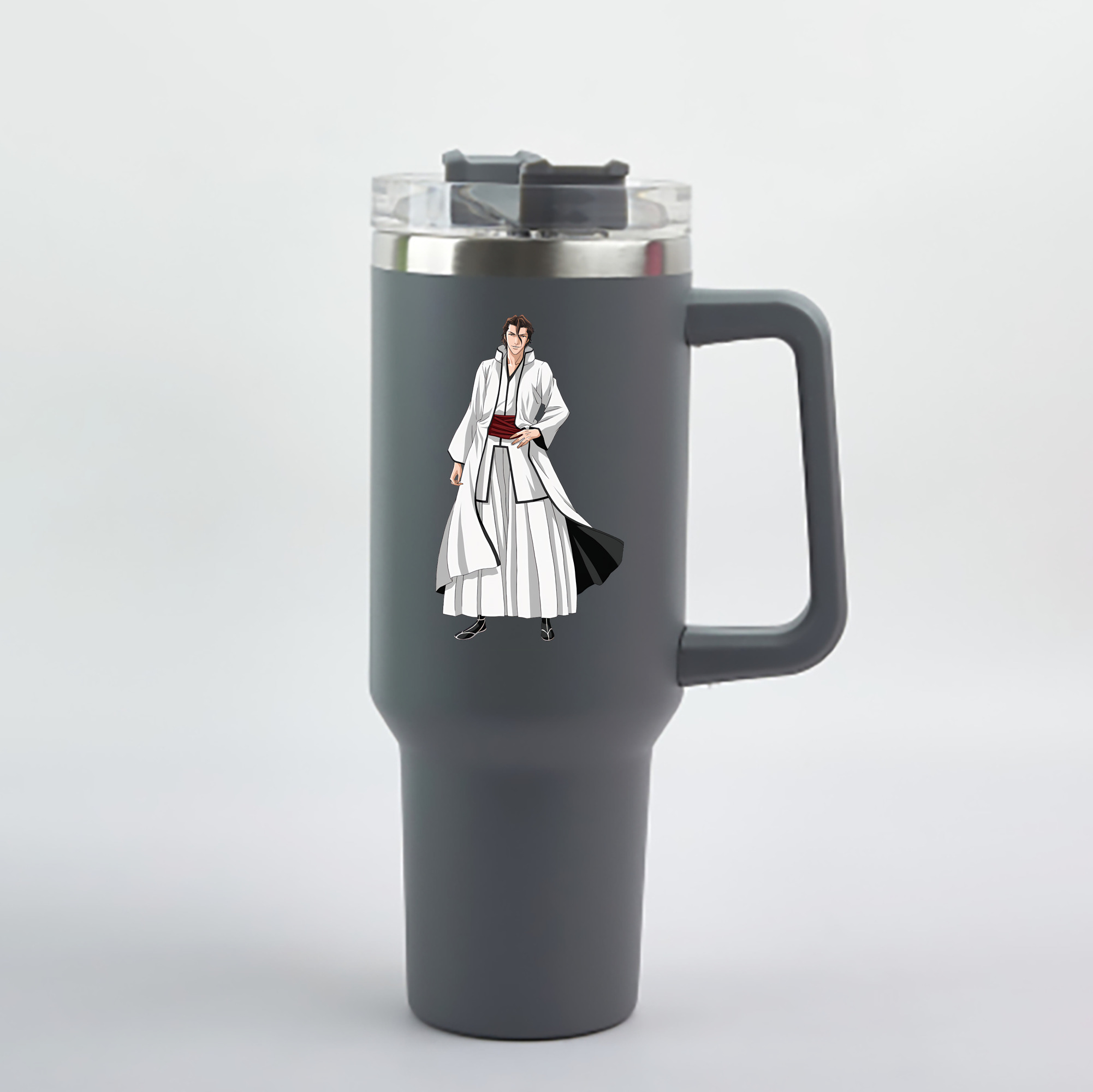 （画像用） ブリーチ 藍染 惣右介（あいぜん そうすけ） BLEACH Aizen Sousuke 1200mL車用タンブラー - クリスタルステッカー（プラスチックストロー付き）