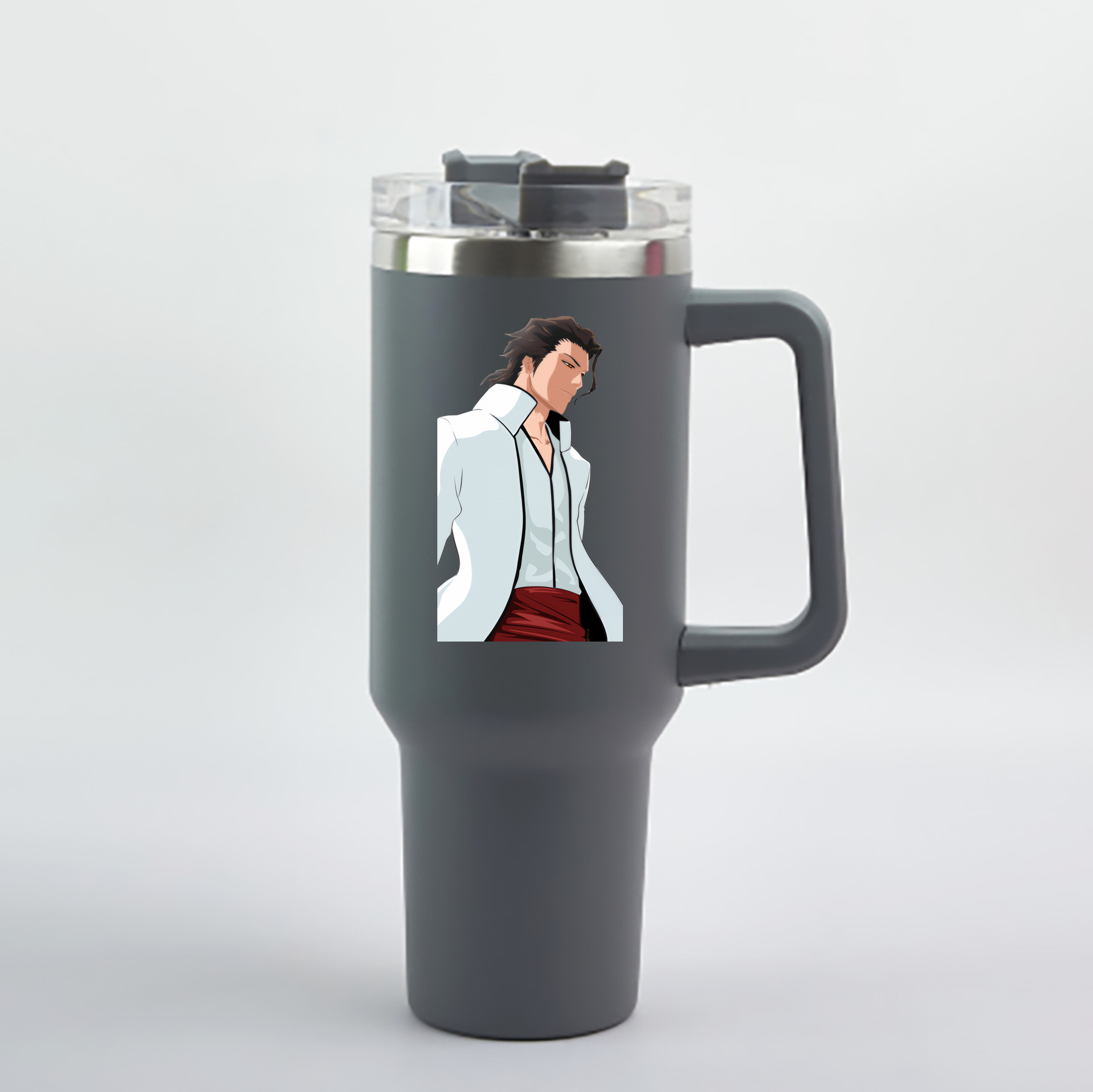 （画像用） ブリーチ 藍染 惣右介（あいぜん そうすけ） BLEACH Aizen Sousuke 1200mL車用タンブラー - クリスタルステッカー（プラスチックストロー付き）