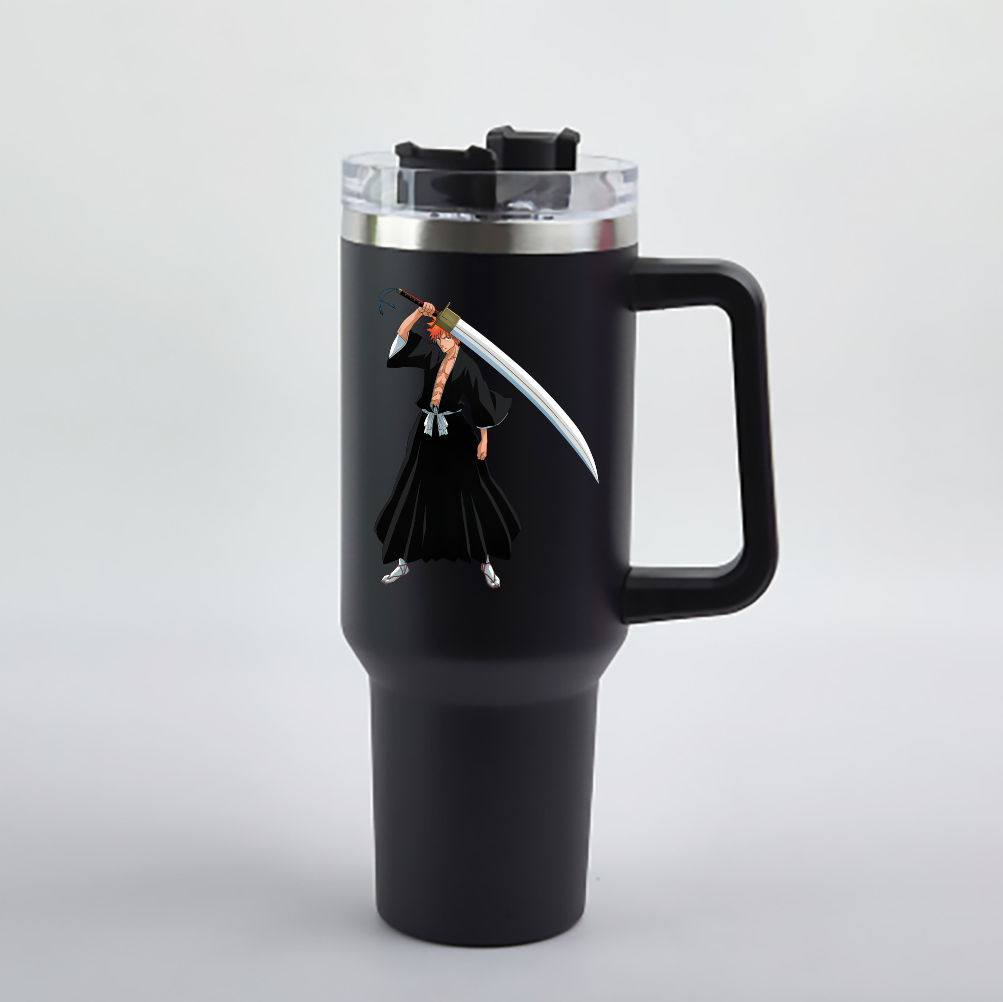 （画像用） ブリーチ 黒崎一護（くろさき いちご）BLEACH Kurosaki Ichigo 1200mL車用タンブラー - クリスタルステッカー（プラスチックストロー付き）