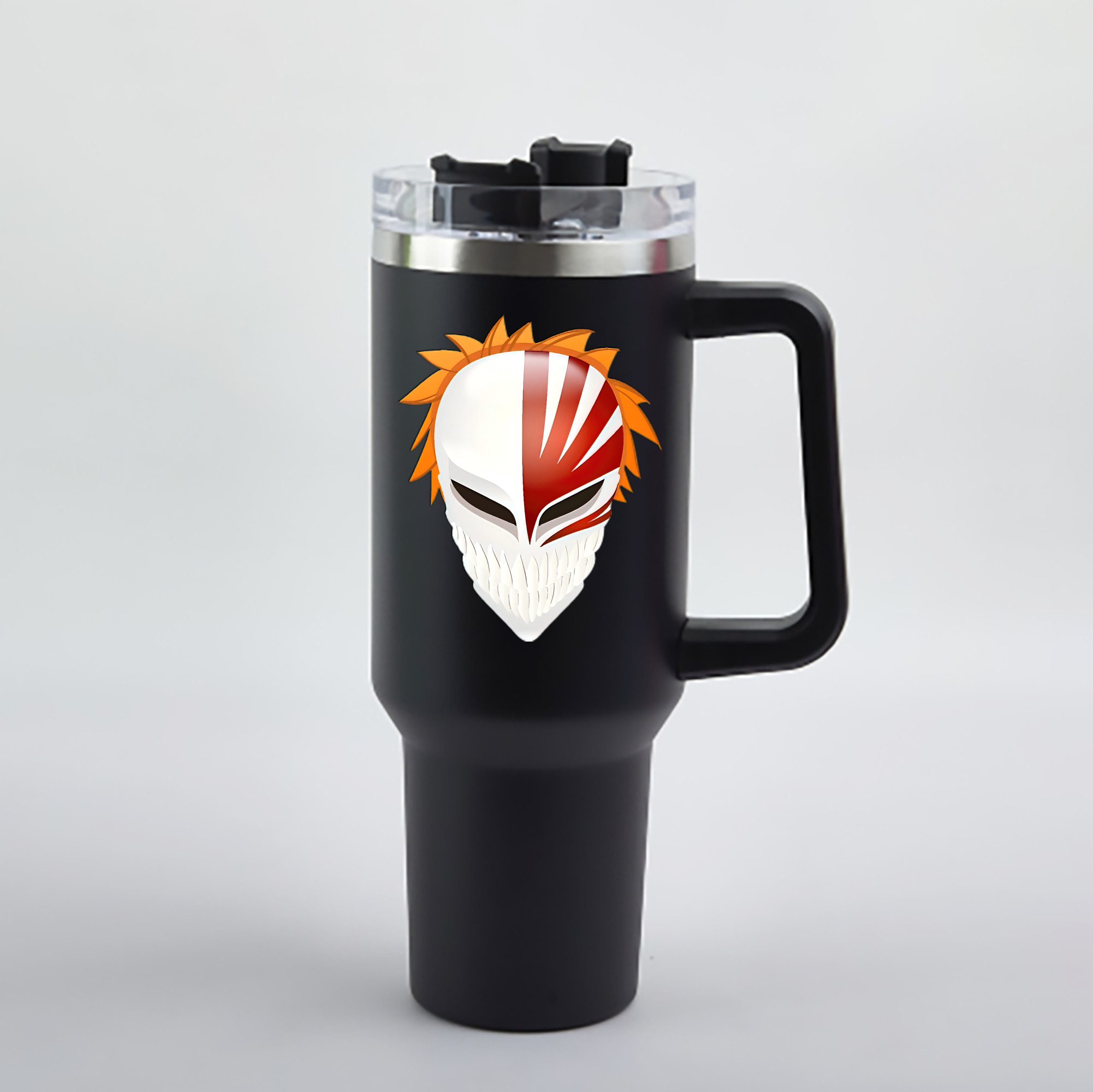 （画像用） ブリーチ 黒崎一護（くろさき いちご）BLEACH Kurosaki Ichigo 1200mL車用タンブラー - クリスタルステッカー（プラスチックストロー付き）