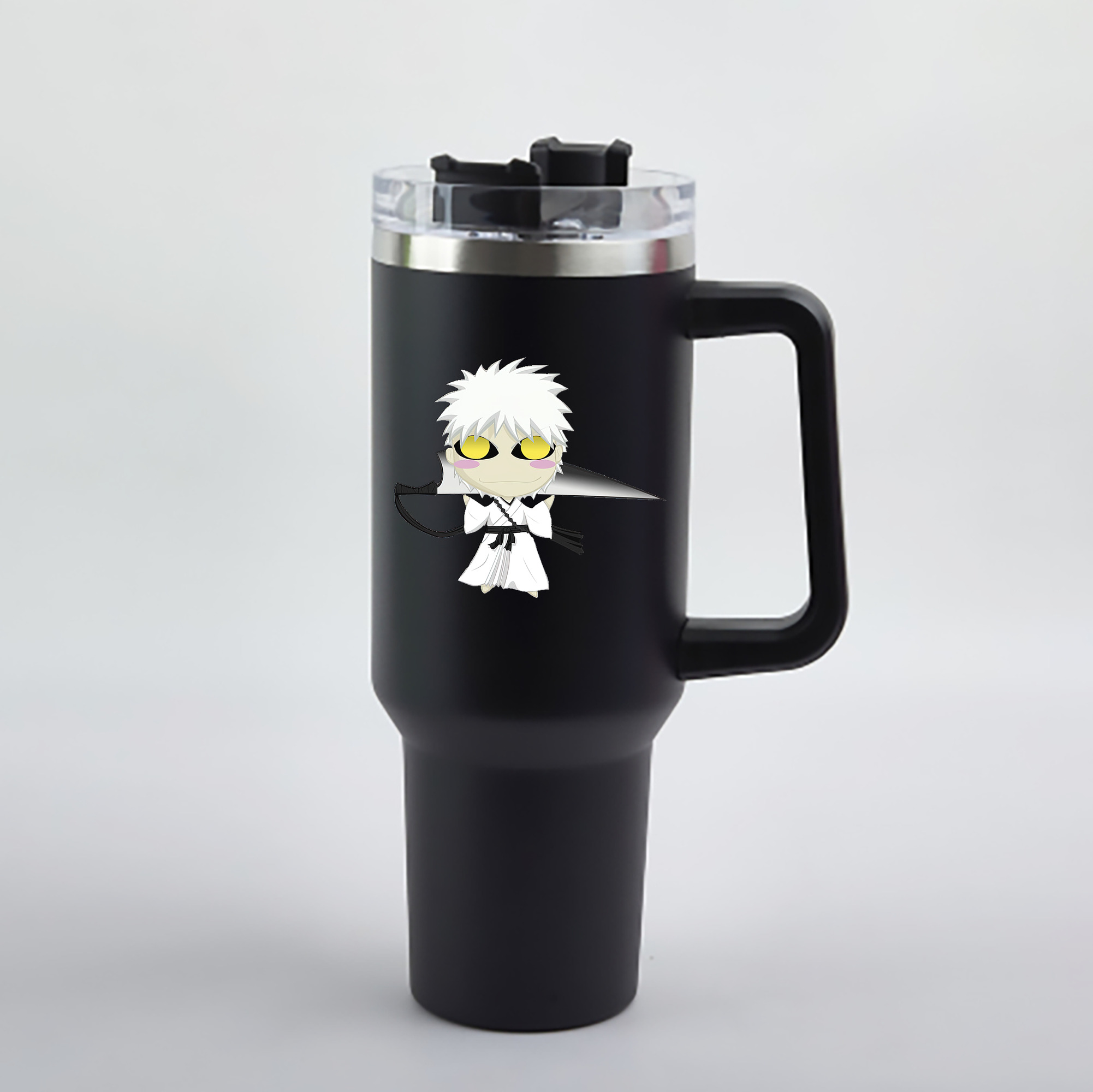 （画像用） ブリーチ 黒崎一護（くろさき いちご）BLEACH Kurosaki Ichigo 1200mL車用タンブラー - クリスタルステッカー（プラスチックストロー付き）