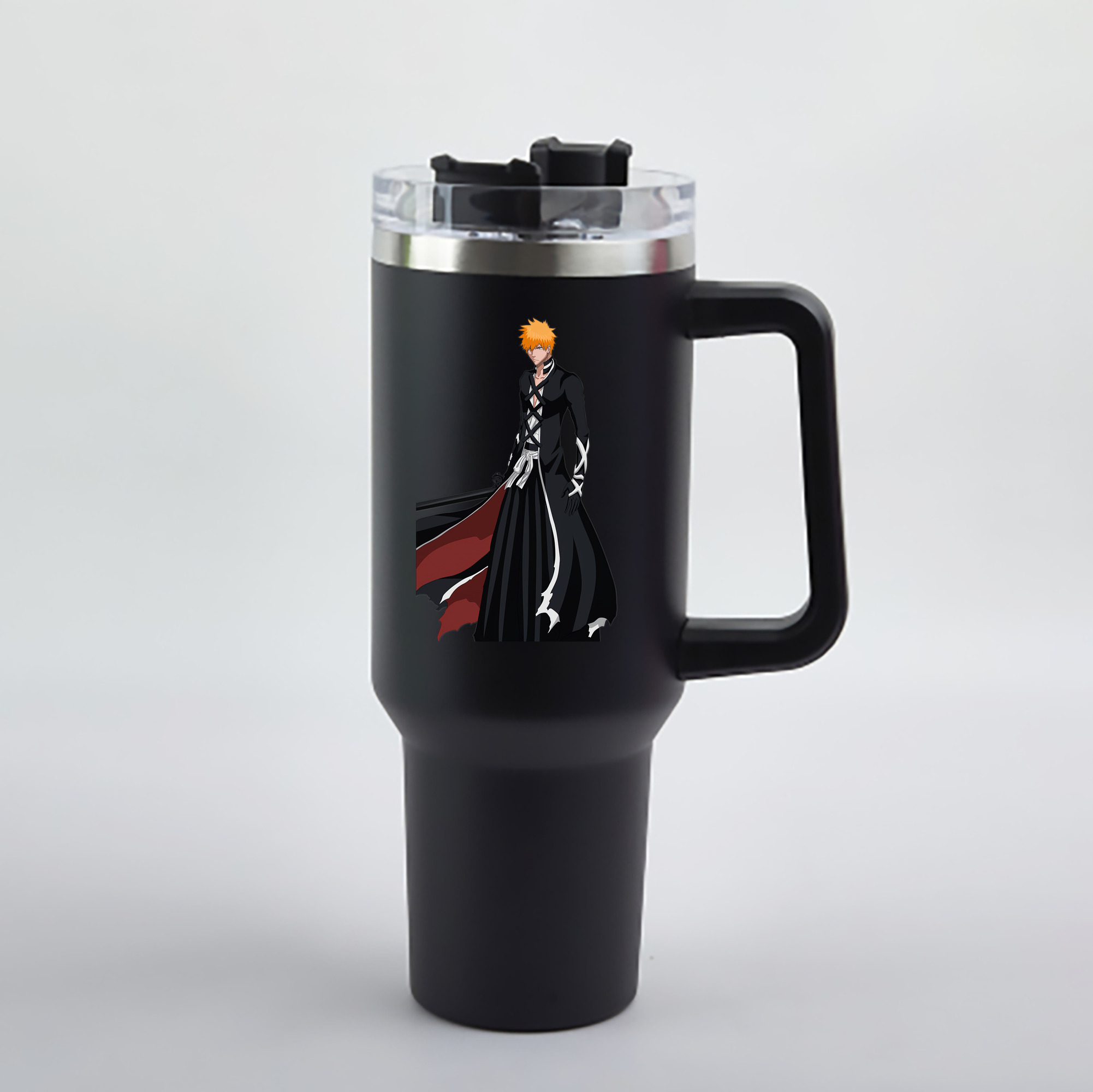 （画像用） ブリーチ 黒崎一護（くろさき いちご）BLEACH Kurosaki Ichigo 1200mL車用タンブラー - クリスタルステッカー（プラスチックストロー付き）