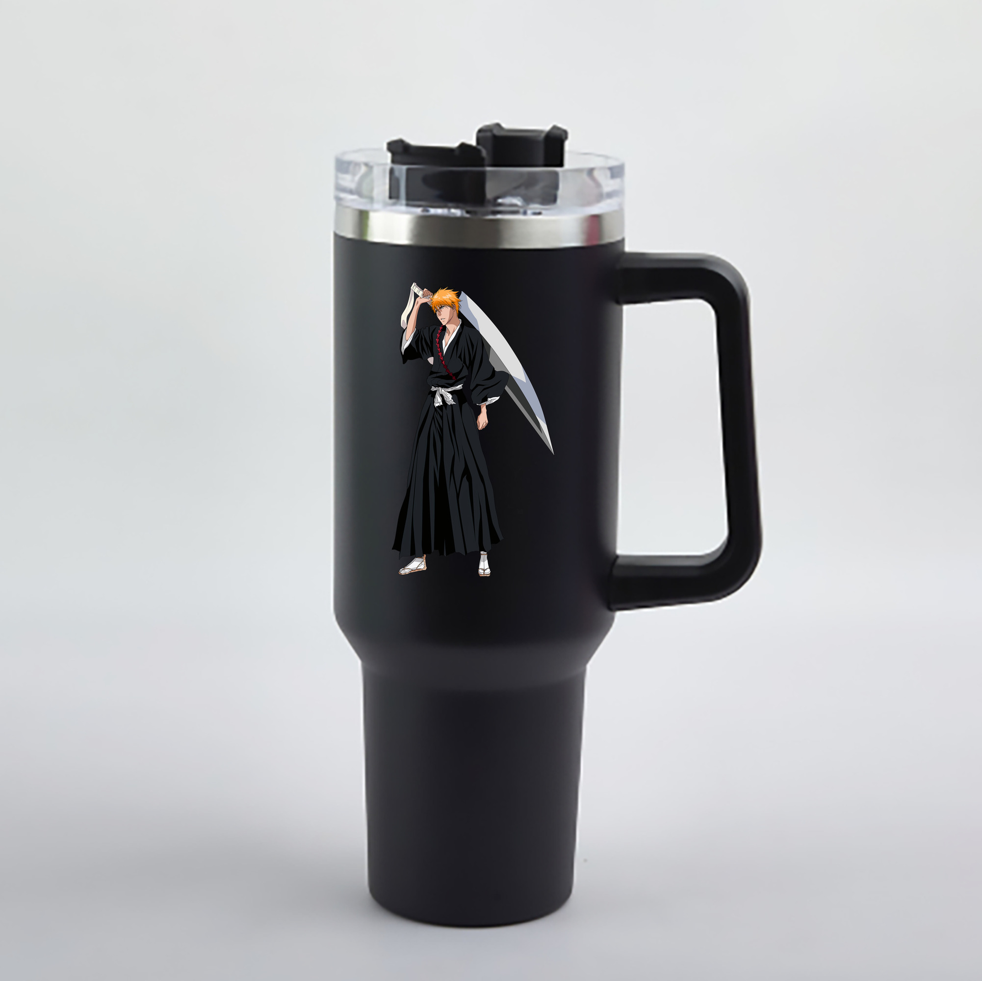 （画像用） ブリーチ 黒崎一護（くろさき いちご）BLEACH Kurosaki Ichigo 1200mL車用タンブラー - クリスタルステッカー（プラスチックストロー付き）