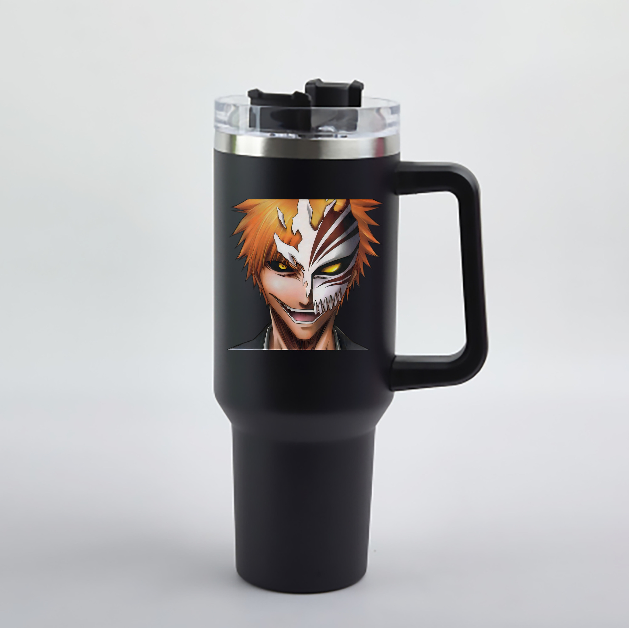 （画像用） ブリーチ 黒崎一護（くろさき いちご）BLEACH Kurosaki Ichigo 1200mL車用タンブラー - クリスタルステッカー（プラスチックストロー付き）