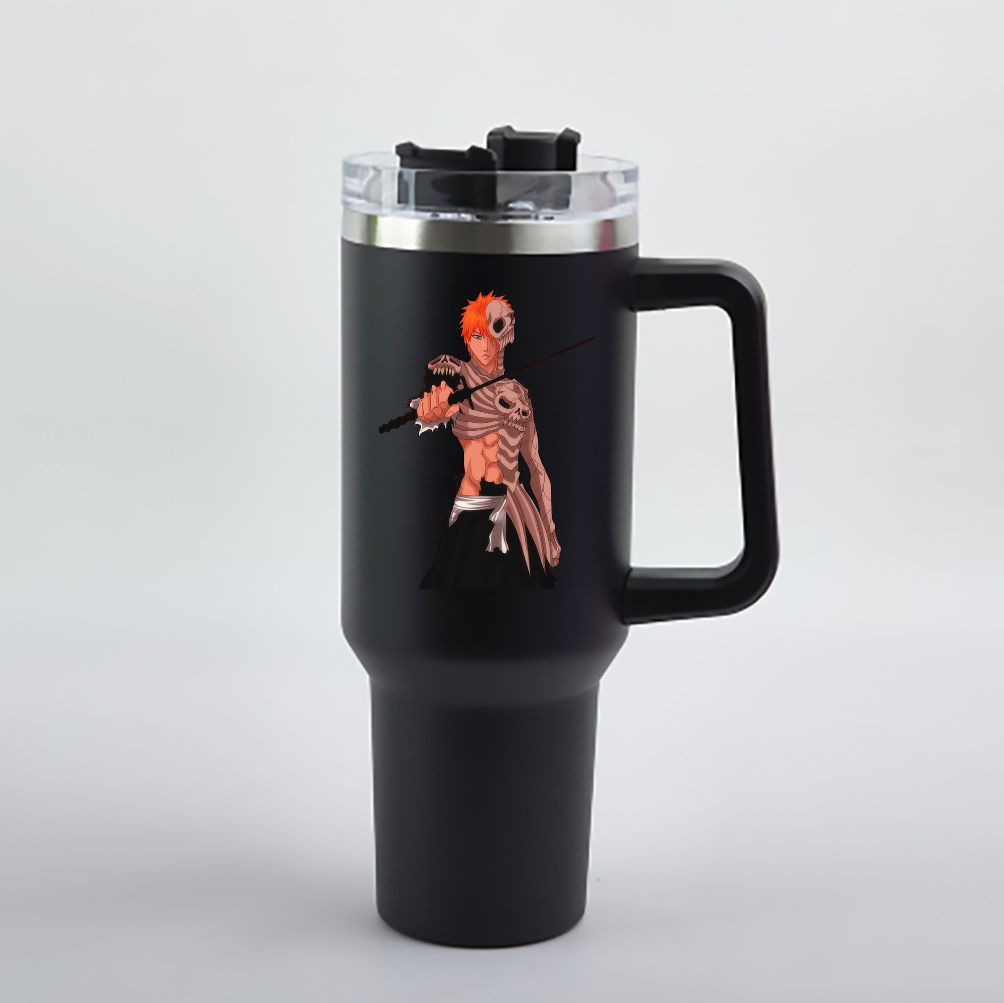（画像用） ブリーチ 黒崎一護（くろさき いちご）BLEACH Kurosaki Ichigo 1200mL車用タンブラー - クリスタルステッカー（プラスチックストロー付き）