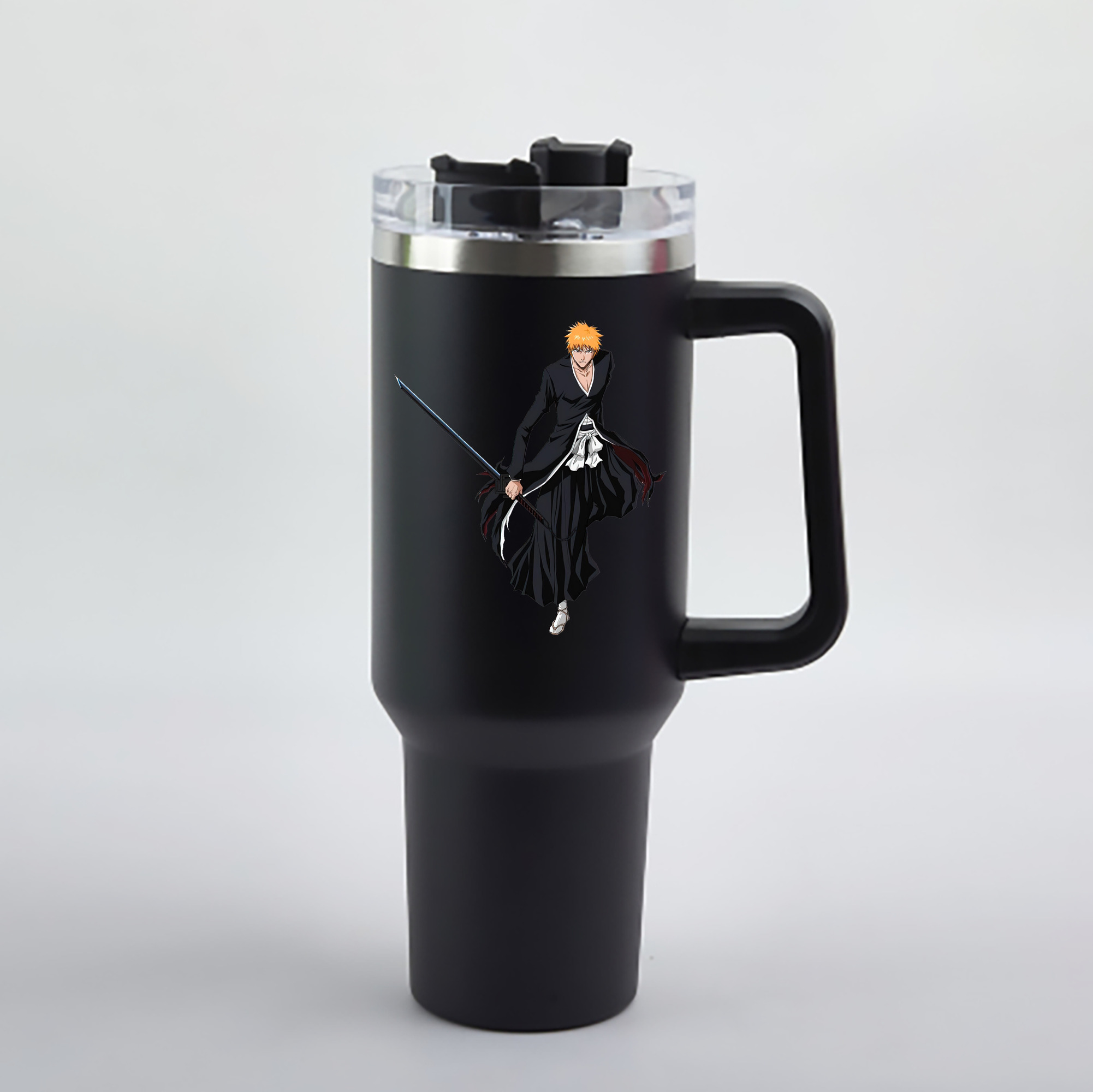 （画像用） ブリーチ 黒崎一護（くろさき いちご）BLEACH Kurosaki Ichigo 1200mL車用タンブラー - クリスタルステッカー（プラスチックストロー付き）
