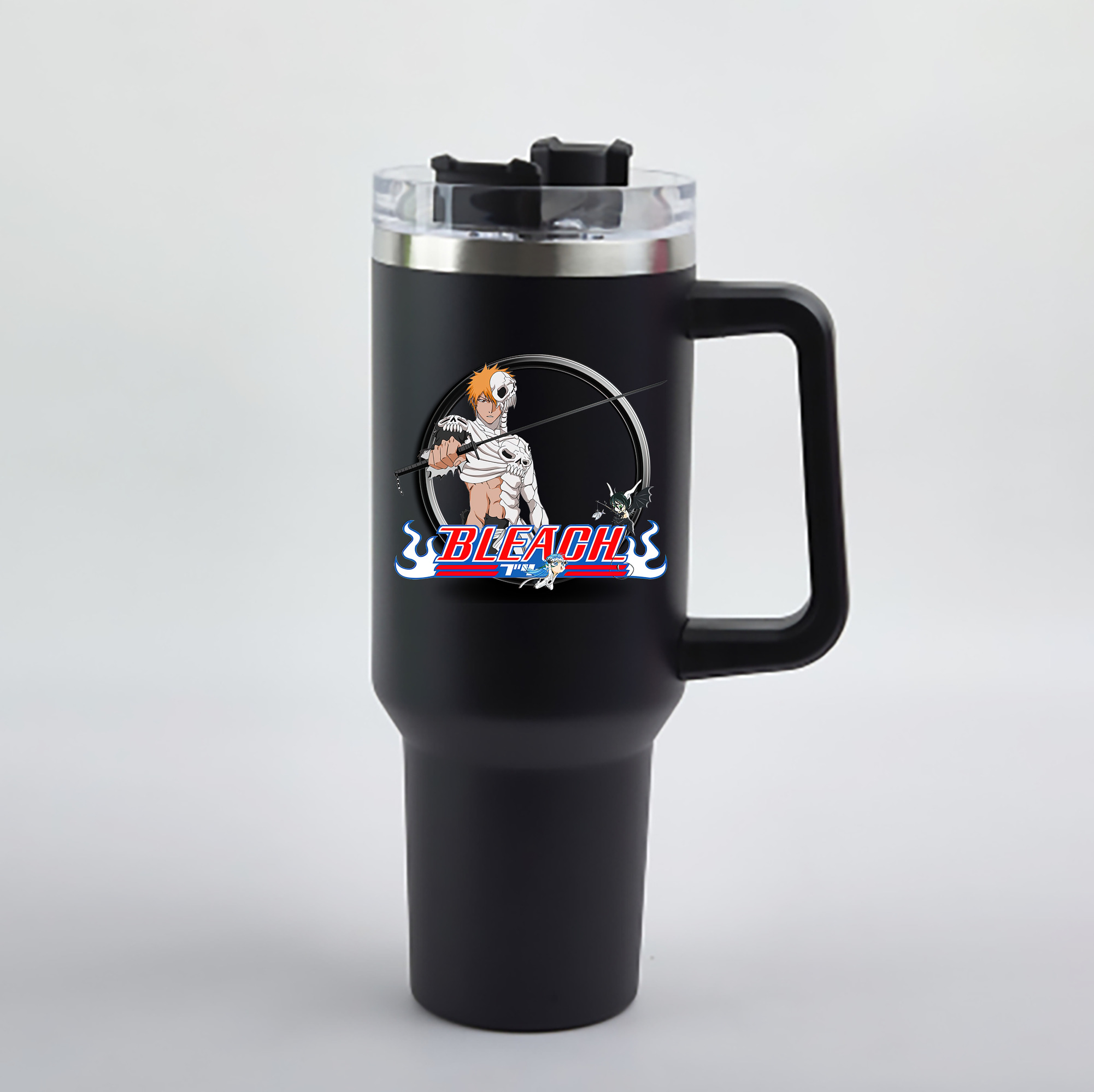 （画像用） ブリーチ 黒崎一護（くろさき いちご）BLEACH Kurosaki Ichigo 1200mL車用タンブラー - クリスタルステッカー（プラスチックストロー付き）