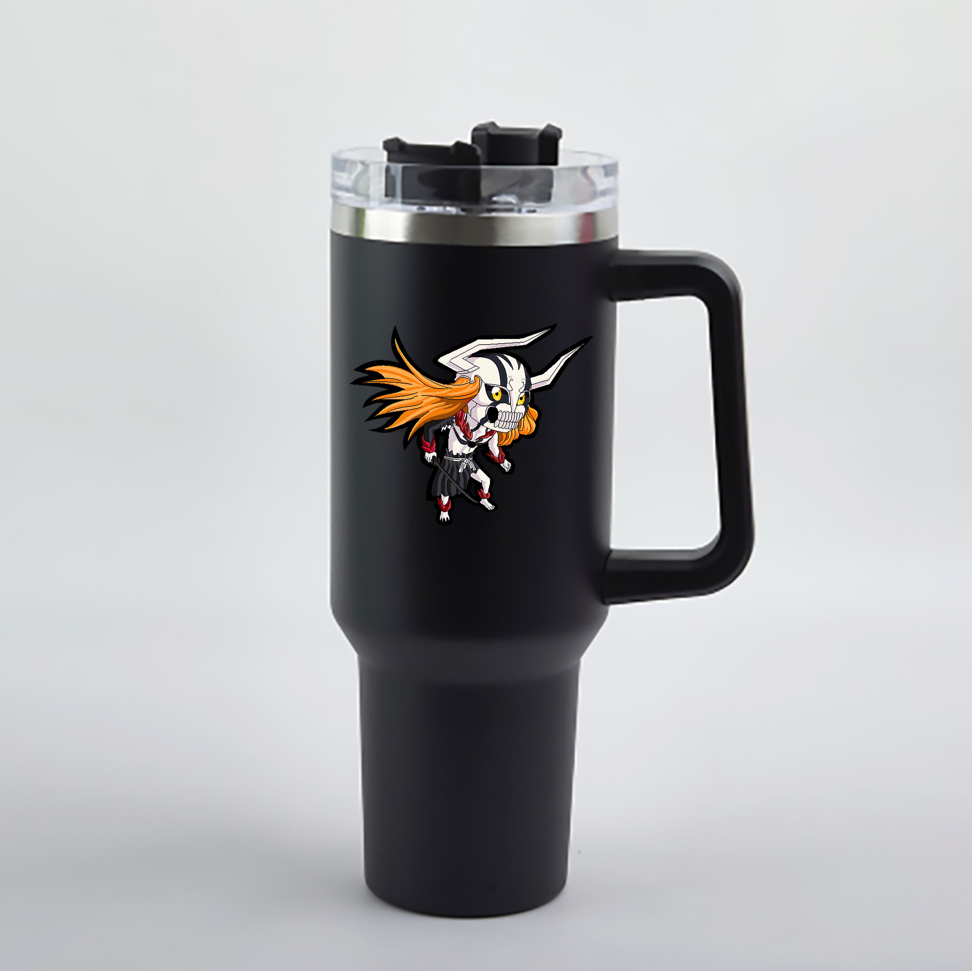 （画像用） ブリーチ 黒崎一護（くろさき いちご）BLEACH Kurosaki Ichigo 1200mL車用タンブラー - クリスタルステッカー（プラスチックストロー付き）