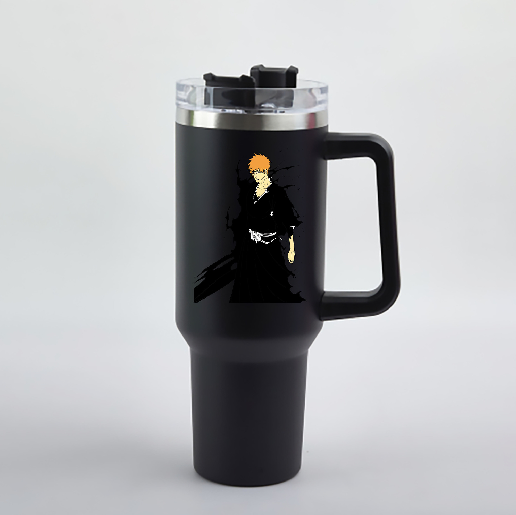 （画像用） ブリーチ 黒崎一護（くろさき いちご）BLEACH Kurosaki Ichigo 1200mL車用タンブラー - クリスタルステッカー（プラスチックストロー付き）