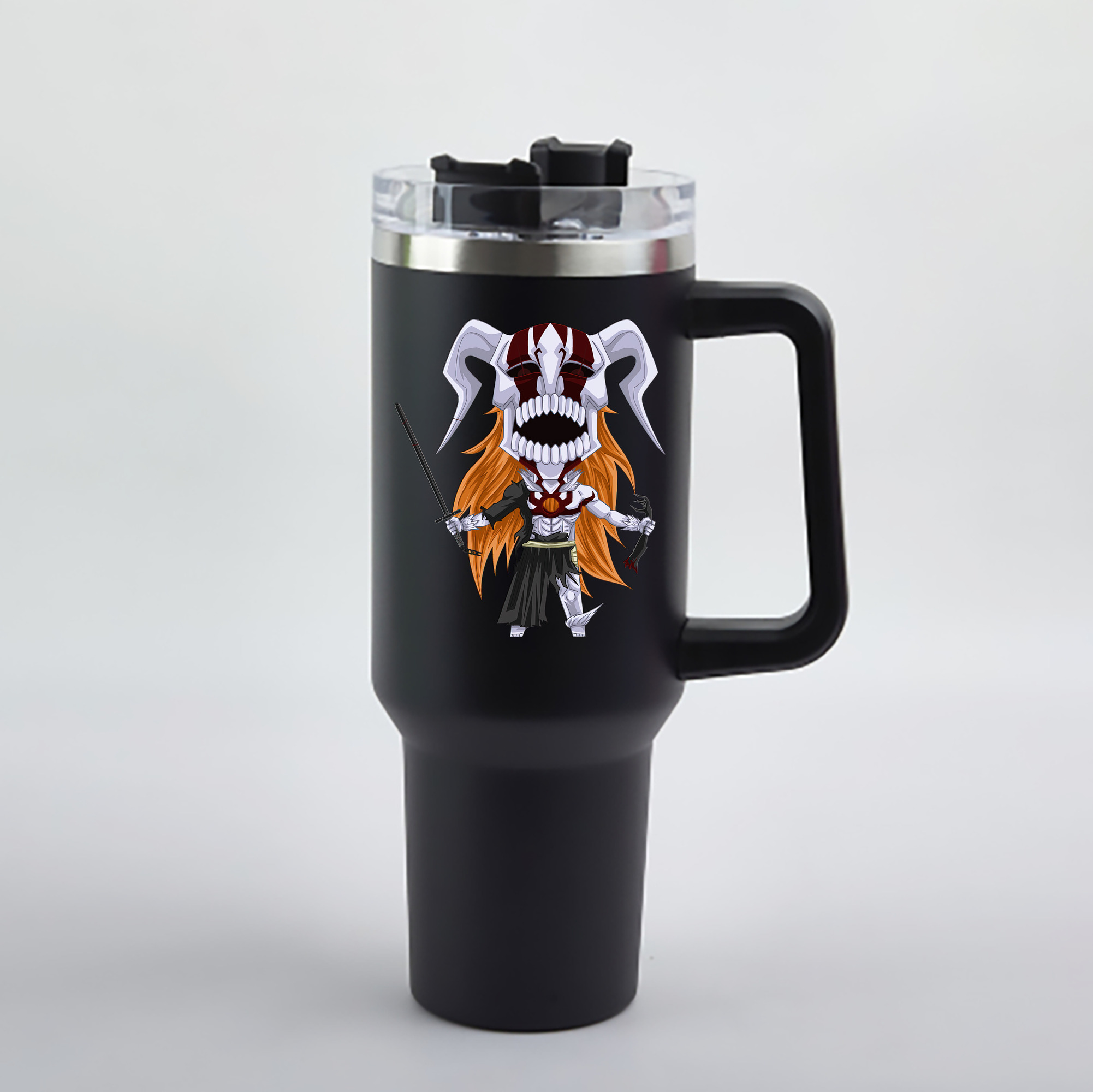（画像用） ブリーチ 黒崎一護（くろさき いちご）BLEACH Kurosaki Ichigo 1200mL車用タンブラー - クリスタルステッカー（プラスチックストロー付き）