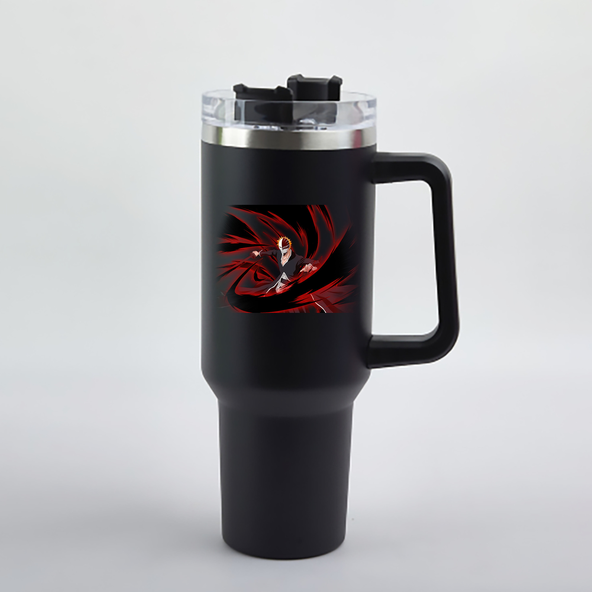 （画像用） ブリーチ 黒崎一護（くろさき いちご）BLEACH Kurosaki Ichigo 1200mL車用タンブラー - クリスタルステッカー（プラスチックストロー付き）