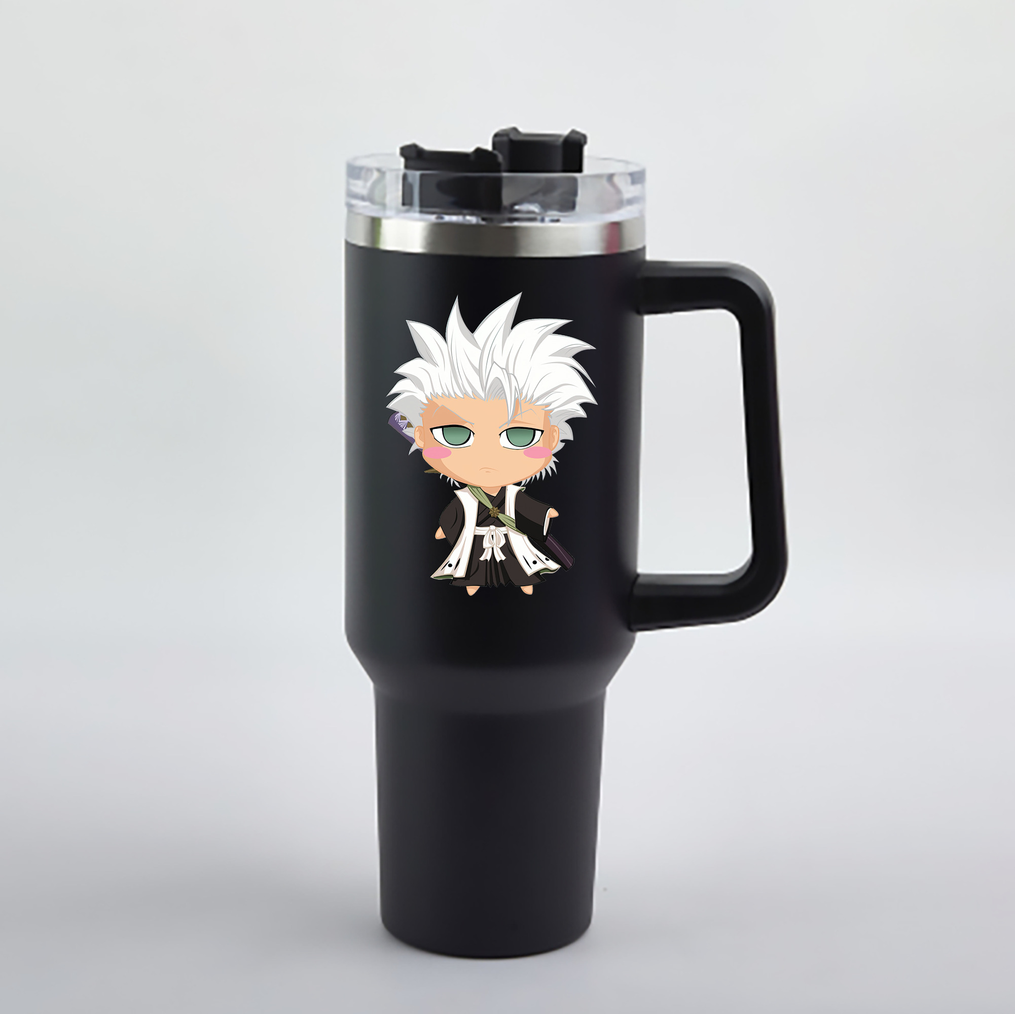 （画像用） ブリーチ 日番谷冬獅郎（ひつがや とうしろう） BLEACH Hitsugaya Toushirou 1200mL車用タンブラー - クリスタルステッカー（プラスチックストロー付き）