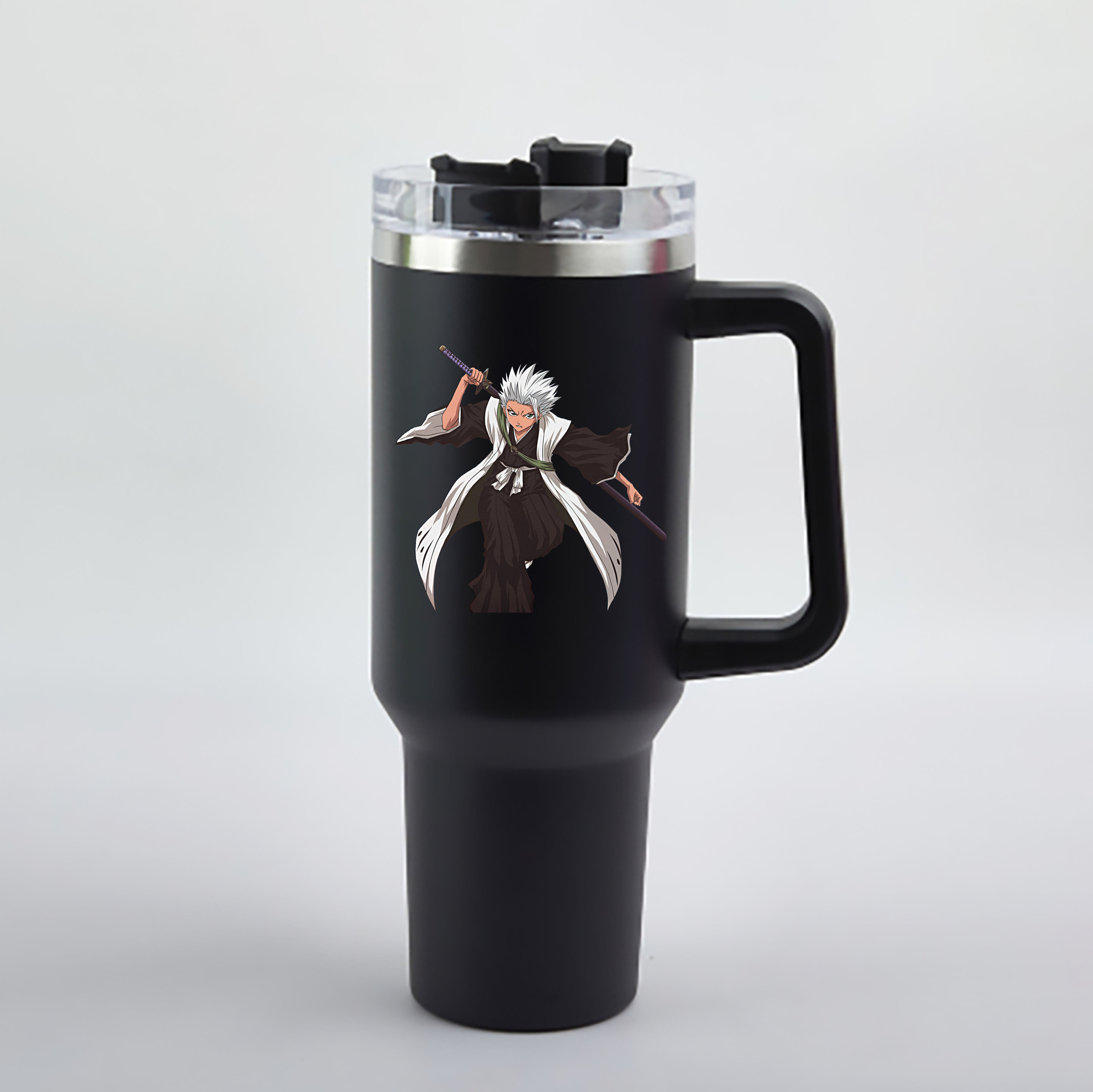 （画像用） ブリーチ 日番谷冬獅郎（ひつがや とうしろう） BLEACH Hitsugaya Toushirou 1200mL車用タンブラー - クリスタルステッカー（プラスチックストロー付き）