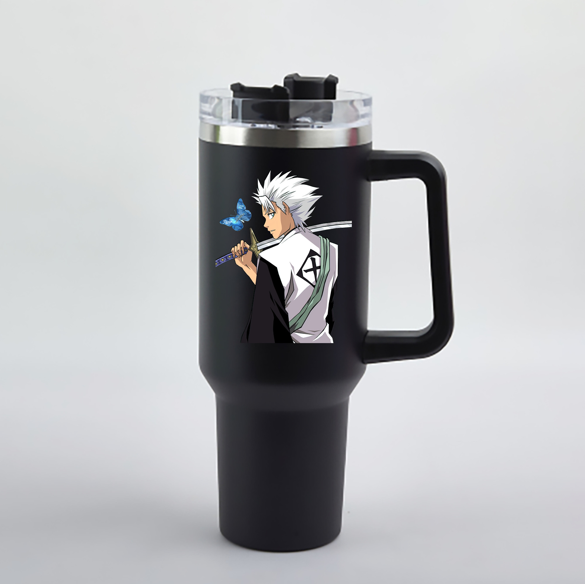 （画像用） ブリーチ 日番谷冬獅郎（ひつがや とうしろう） BLEACH Hitsugaya Toushirou 1200mL車用タンブラー - クリスタルステッカー（プラスチックストロー付き）