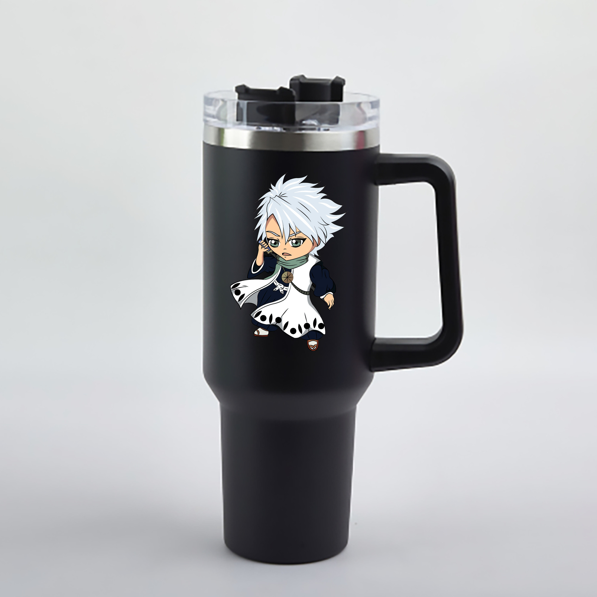 （画像用） ブリーチ 日番谷冬獅郎（ひつがや とうしろう） BLEACH Hitsugaya Toushirou 1200mL車用タンブラー - クリスタルステッカー（プラスチックストロー付き）