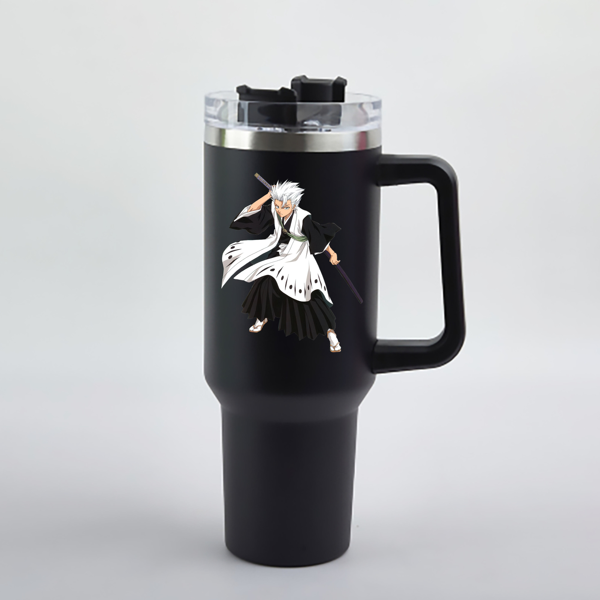 （画像用） ブリーチ 日番谷冬獅郎（ひつがや とうしろう） BLEACH Hitsugaya Toushirou 1200mL車用タンブラー - クリスタルステッカー（プラスチックストロー付き）