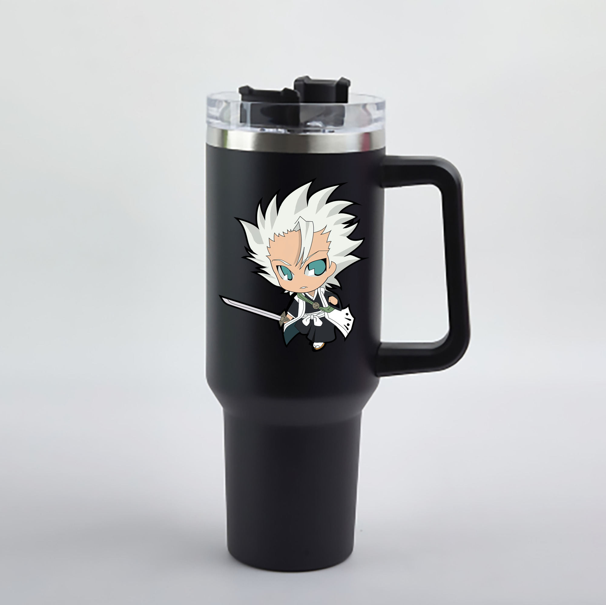 （画像用） ブリーチ 日番谷冬獅郎（ひつがや とうしろう） BLEACH Hitsugaya Toushirou 1200mL車用タンブラー - クリスタルステッカー（プラスチックストロー付き）