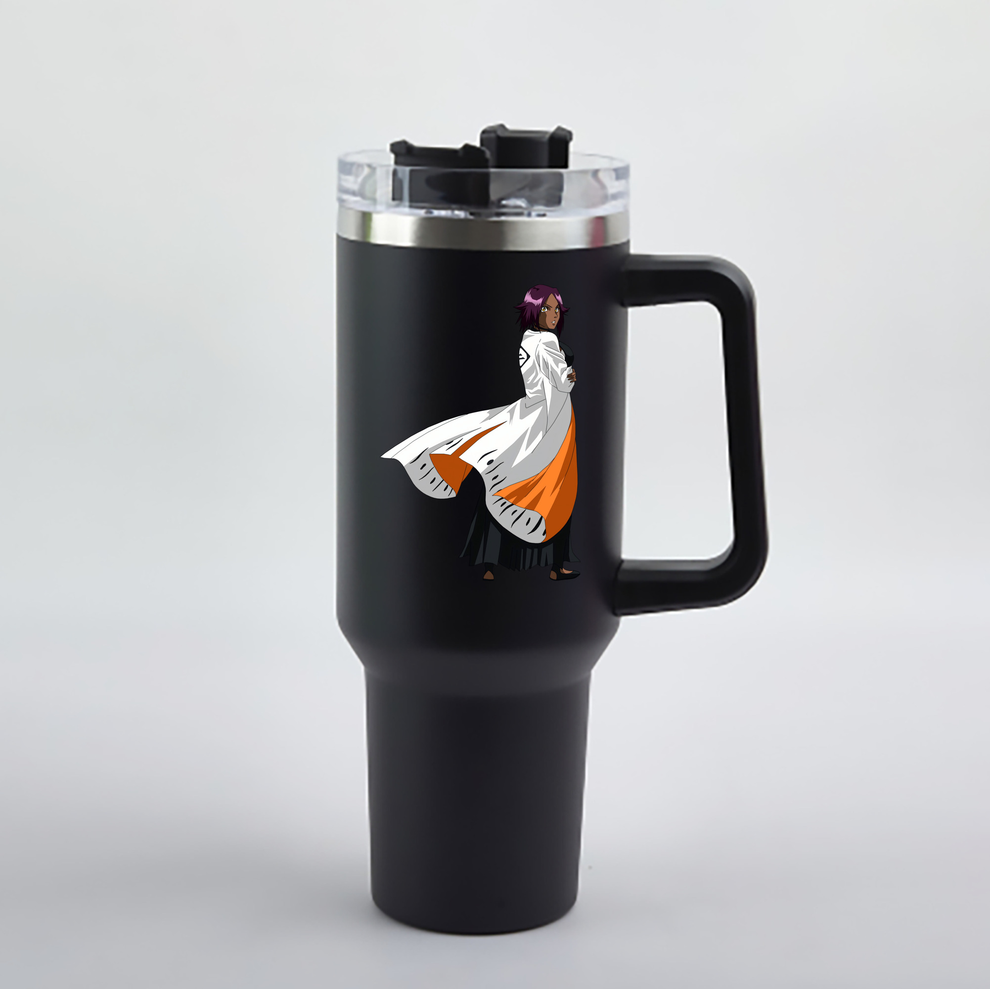（画像用） ブリーチ 四楓院 夜一（しほういん よるいち） BLEACH Shihouin Yoruichi 1200mL車用タンブラー - クリスタルステッカー（プラスチックストロー付き）