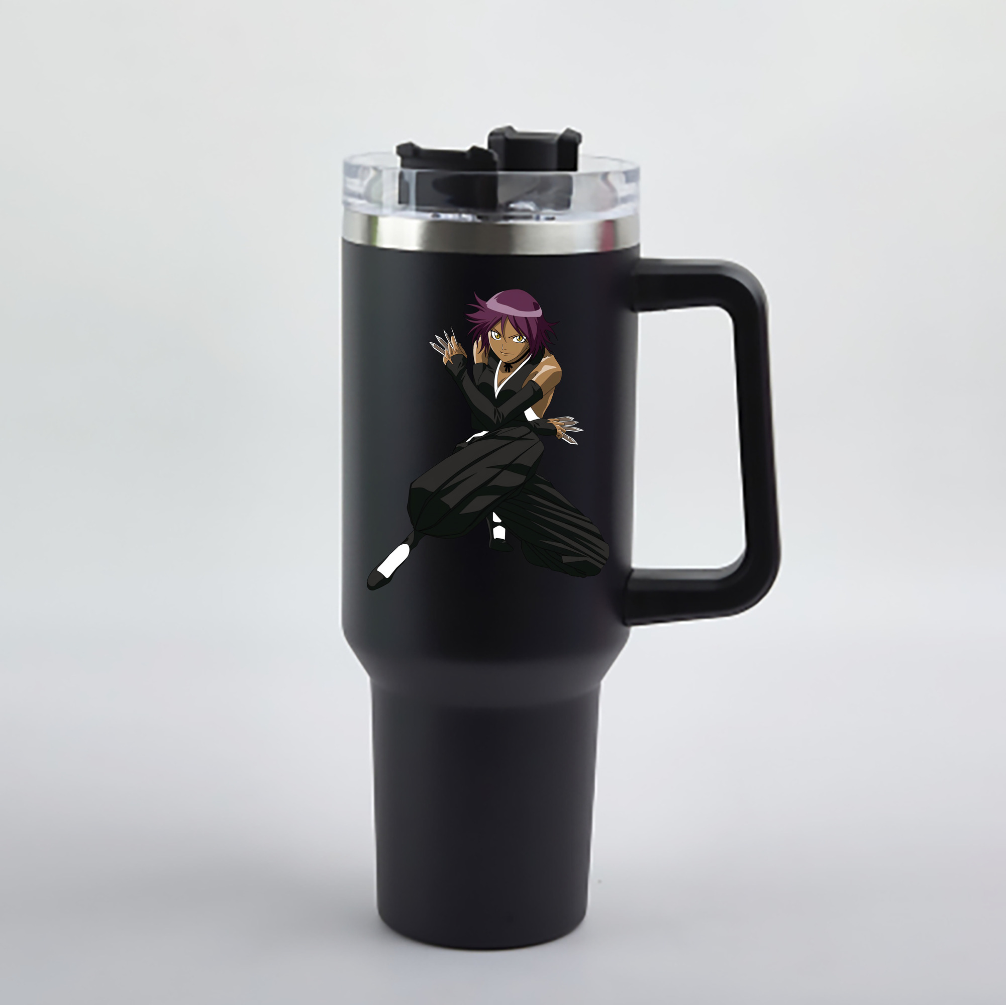 （画像用） ブリーチ 四楓院 夜一（しほういん よるいち） BLEACH Shihouin Yoruichi 1200mL車用タンブラー - クリスタルステッカー（プラスチックストロー付き）