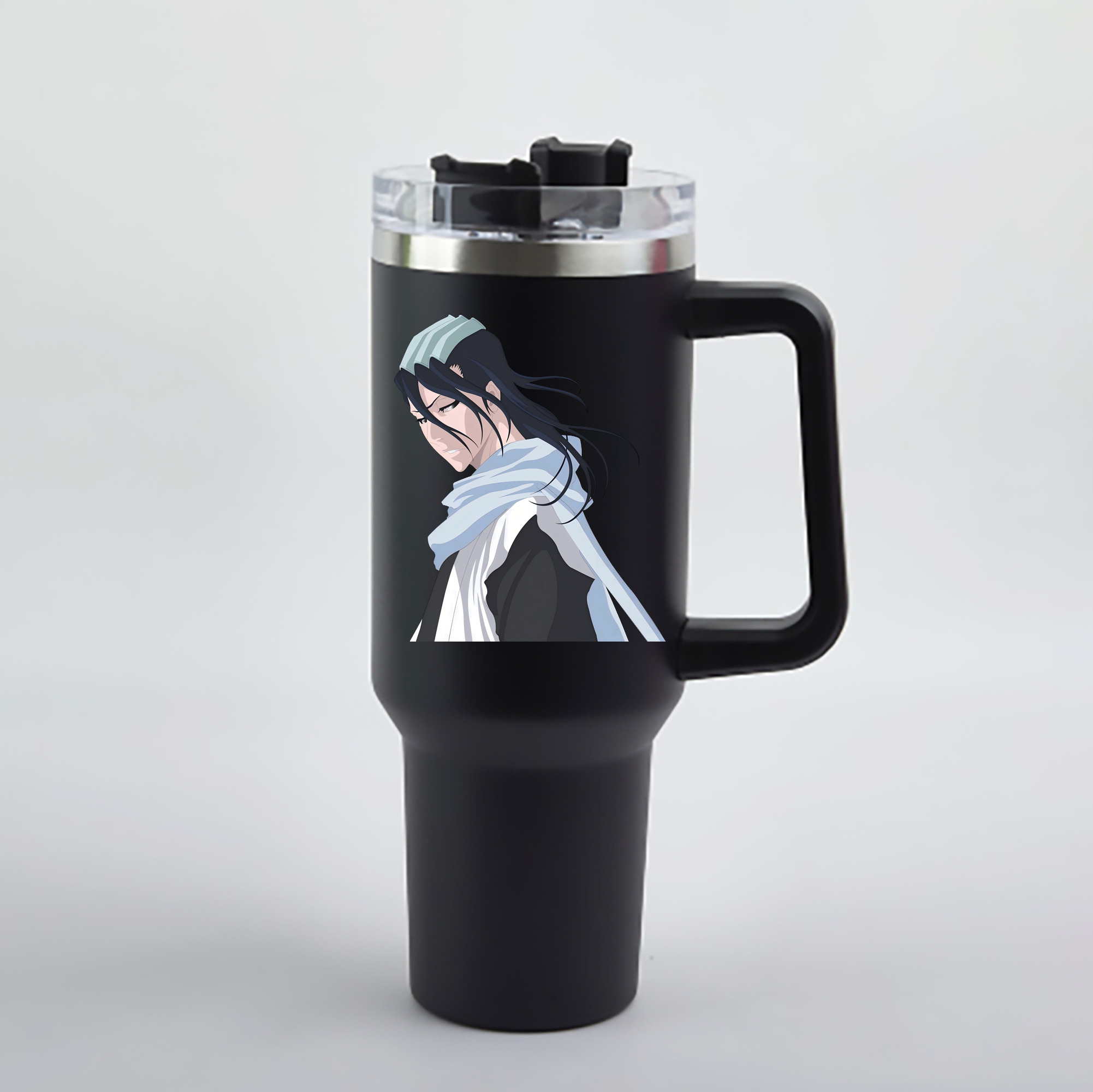 （画像用） ブリーチ くちき びゃくや BLEACH Kuchiki Byakuya 1200mL車用タンブラー - クリスタルステッカー（プラスチックストロー付き）