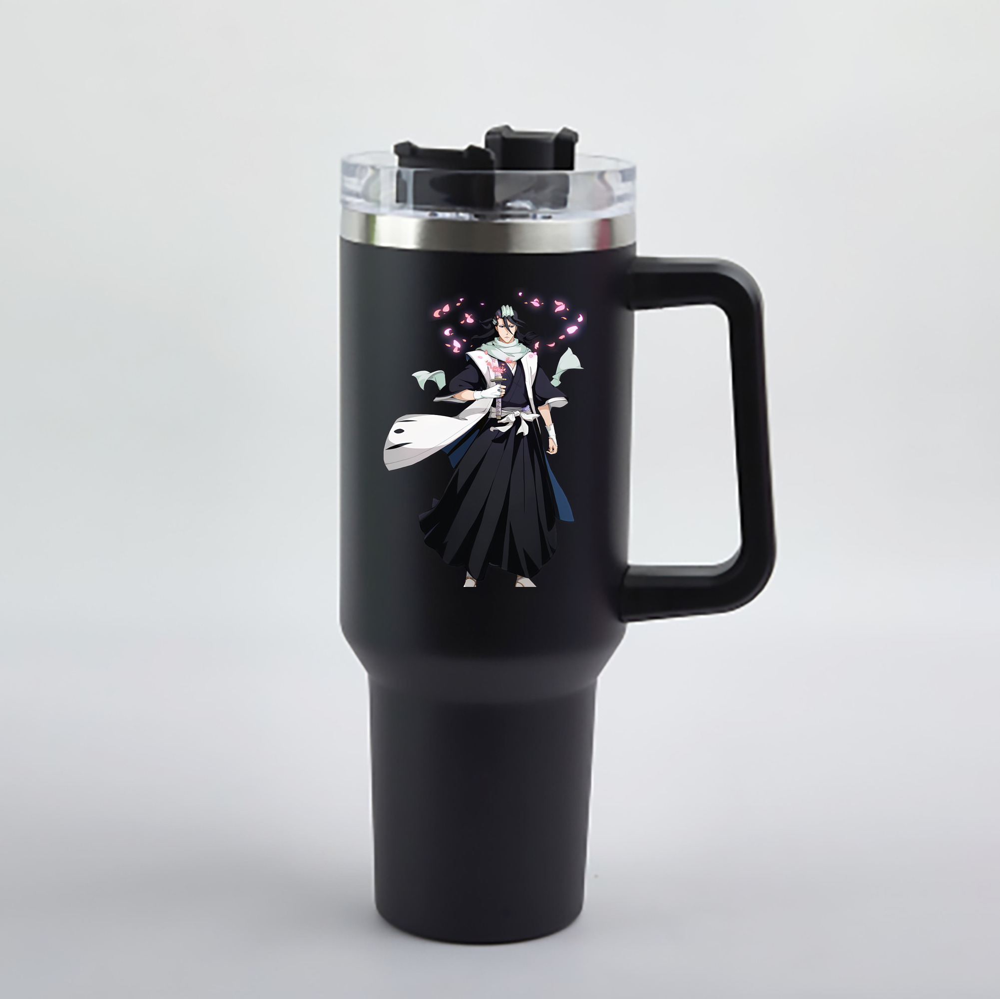 （画像用） ブリーチ くちき びゃくや BLEACH Kuchiki Byakuya 1200mL車用タンブラー - クリスタルステッカー（プラスチックストロー付き）