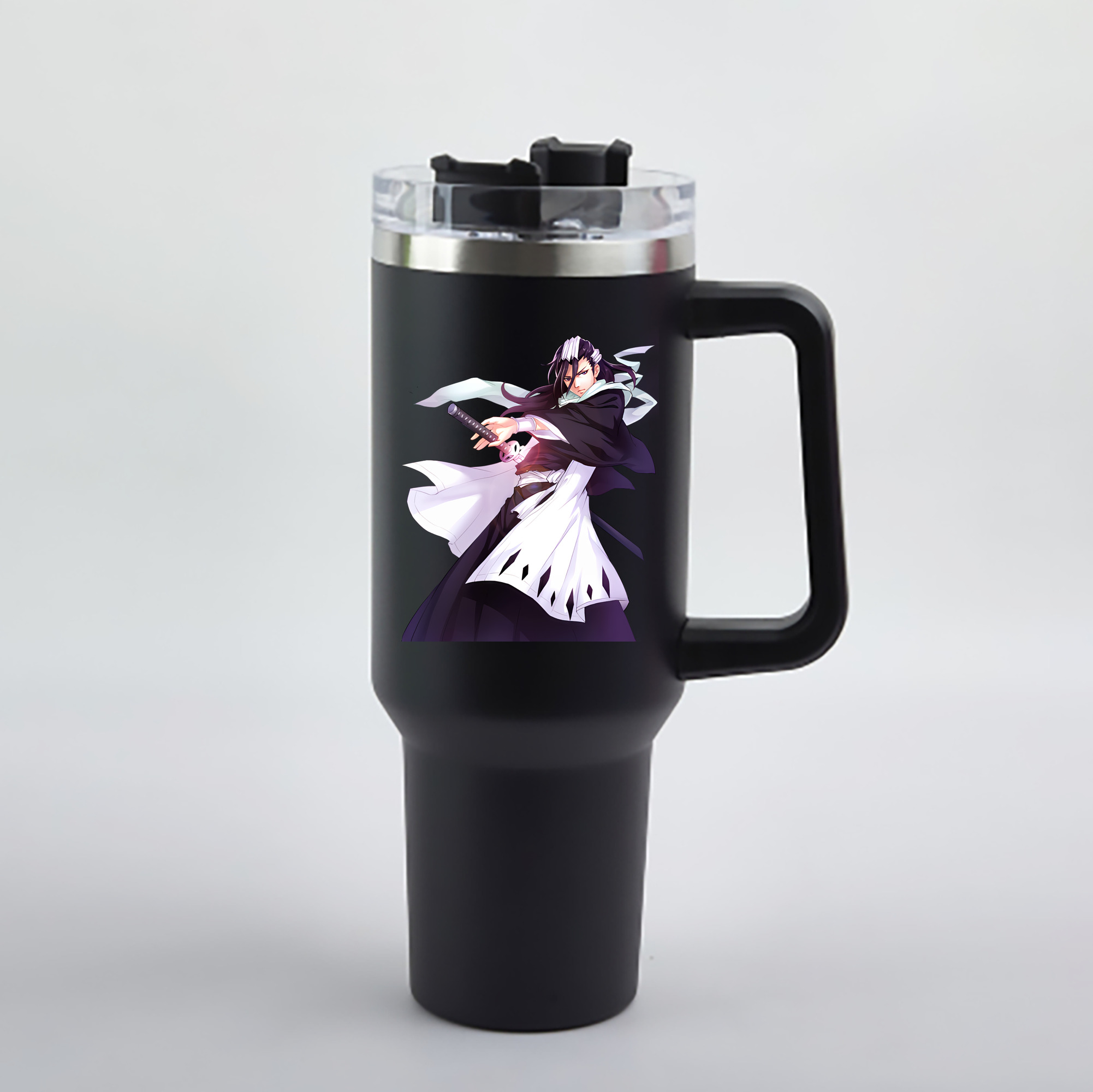 （画像用） ブリーチ くちき びゃくや BLEACH Kuchiki Byakuya 1200mL車用タンブラー - クリスタルステッカー（プラスチックストロー付き）