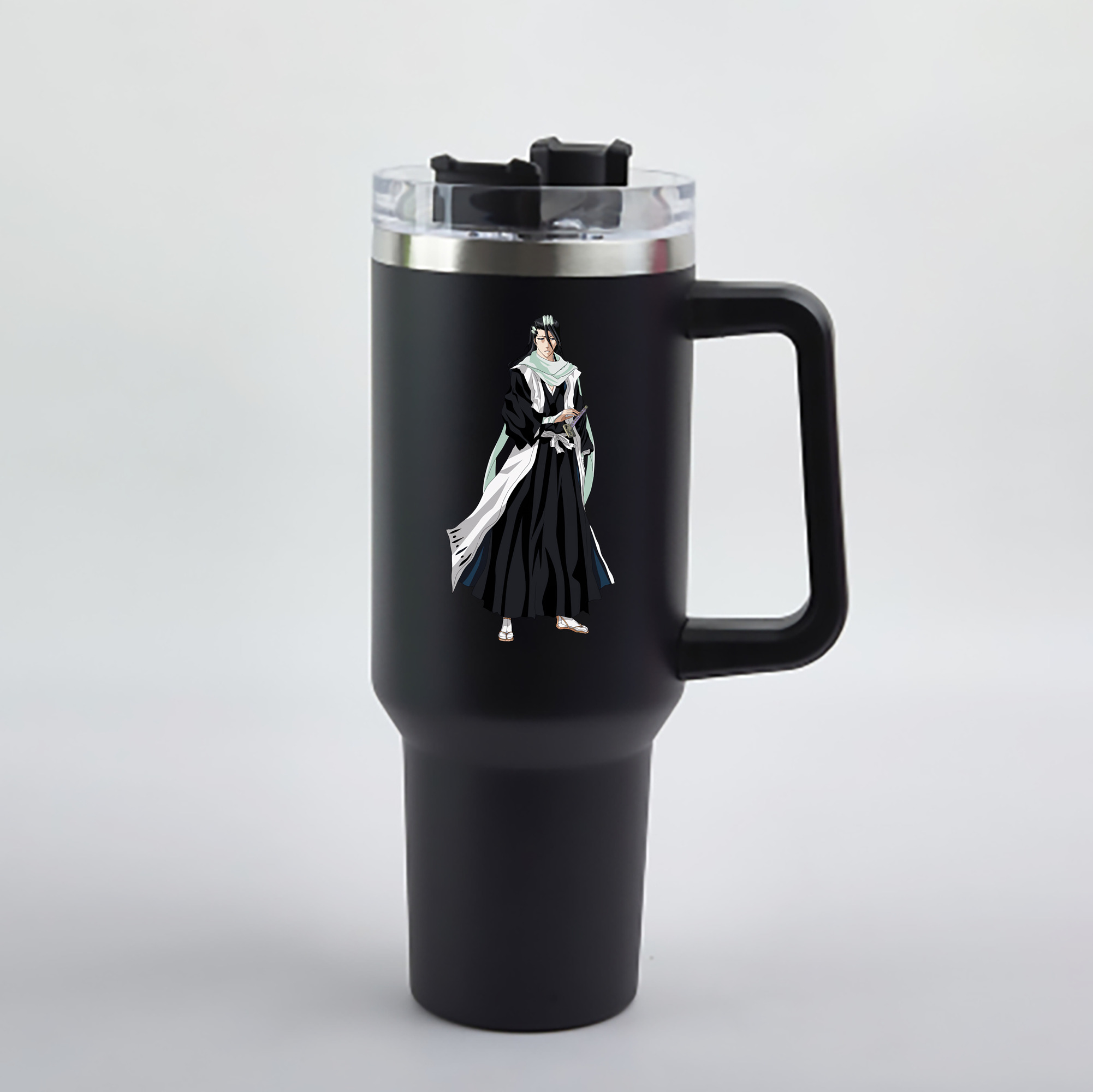 （画像用） ブリーチ くちき びゃくや BLEACH Kuchiki Byakuya 1200mL車用タンブラー - クリスタルステッカー（プラスチックストロー付き）
